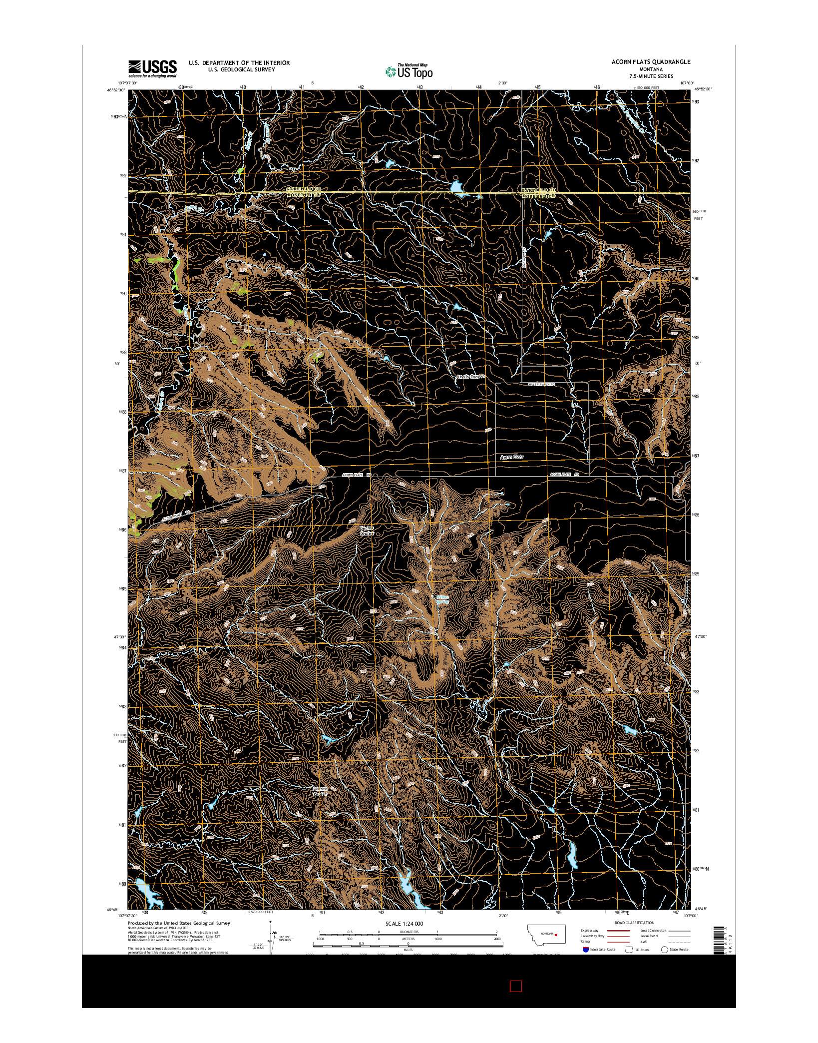 USGS US TOPO 7.5-MINUTE MAP FOR ACORN FLATS, MT 2014