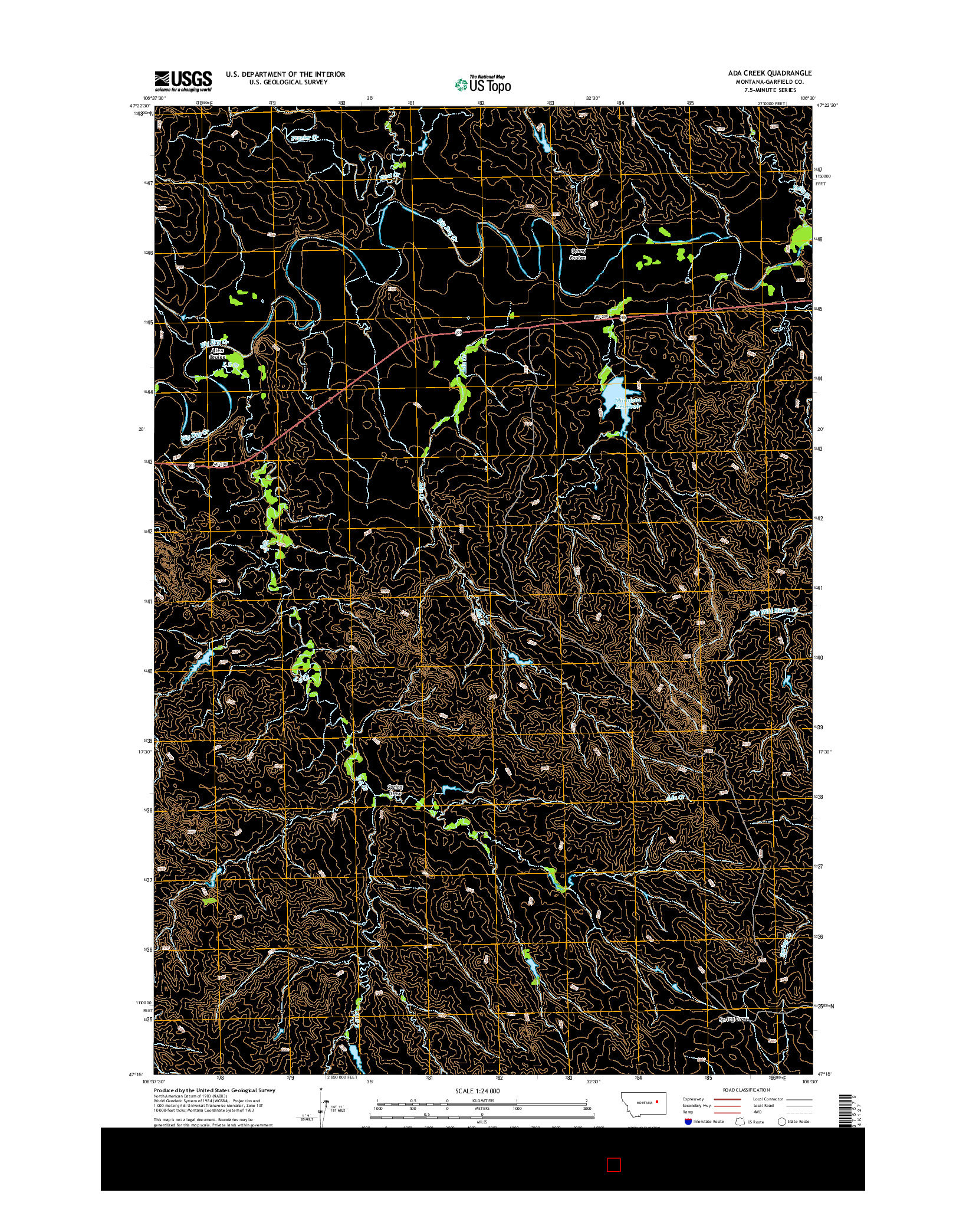 USGS US TOPO 7.5-MINUTE MAP FOR ADA CREEK, MT 2014