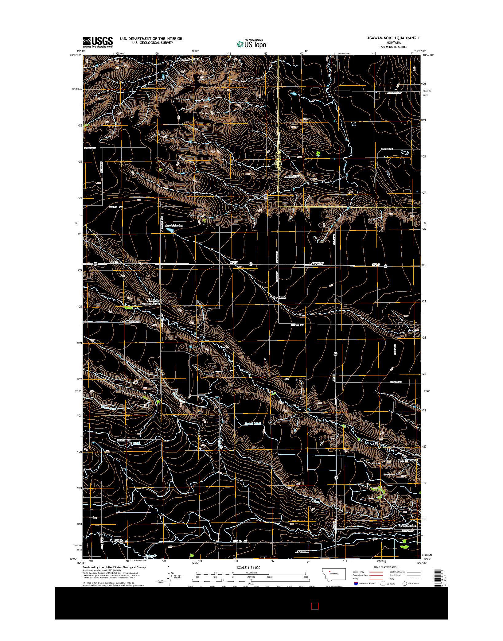 USGS US TOPO 7.5-MINUTE MAP FOR AGAWAM NORTH, MT 2014
