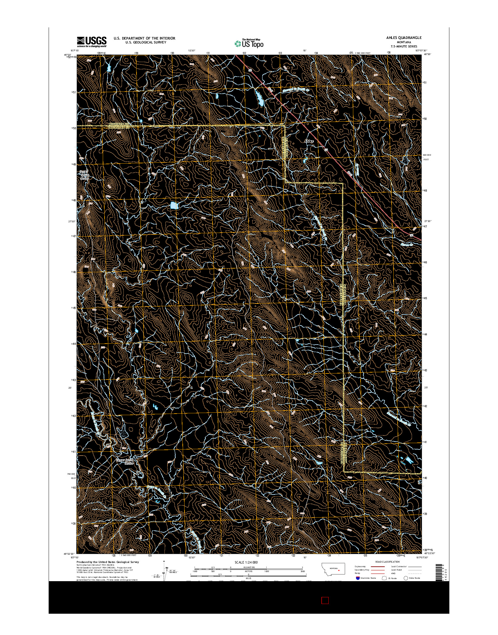 USGS US TOPO 7.5-MINUTE MAP FOR AHLES, MT 2014