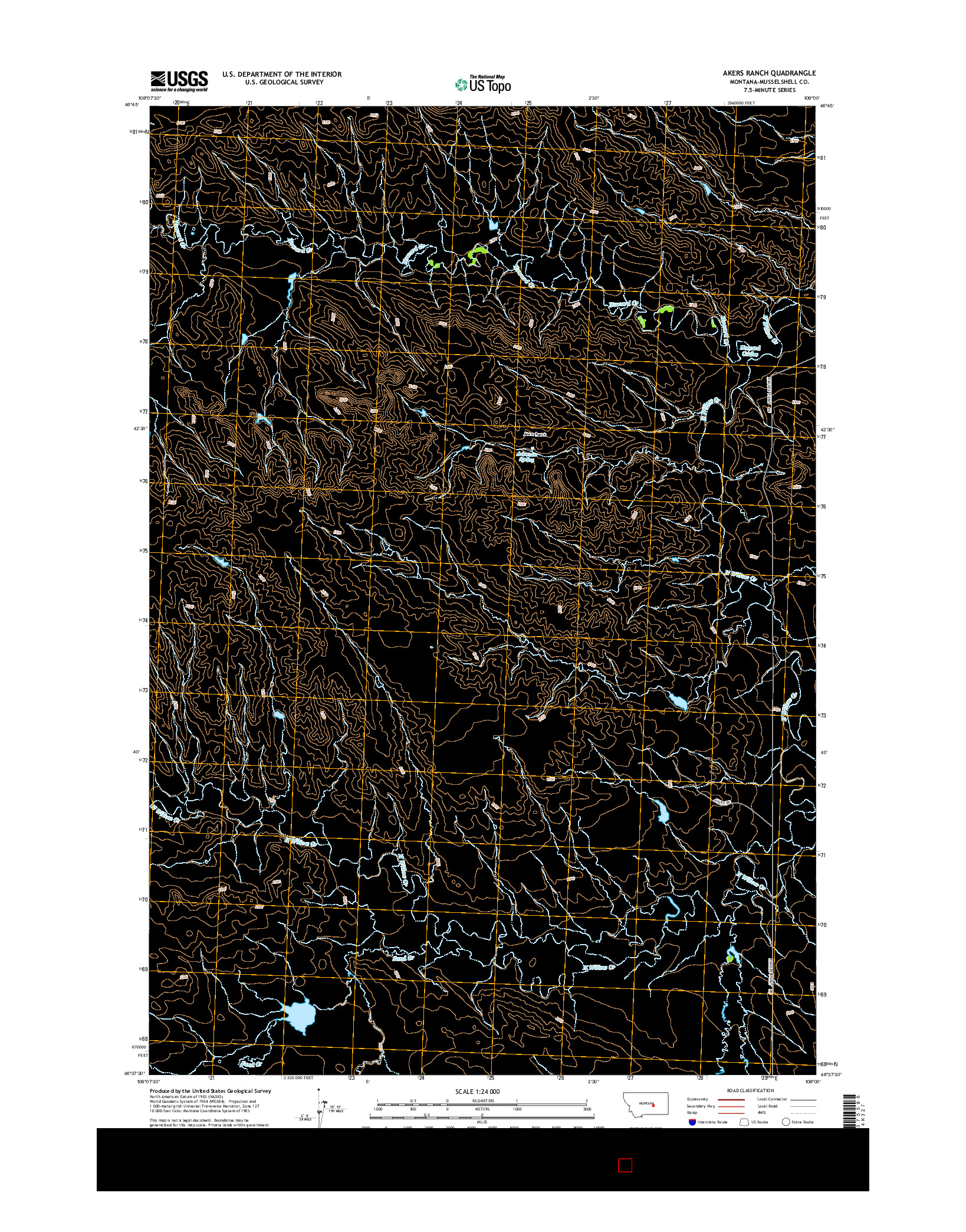 USGS US TOPO 7.5-MINUTE MAP FOR AKERS RANCH, MT 2014