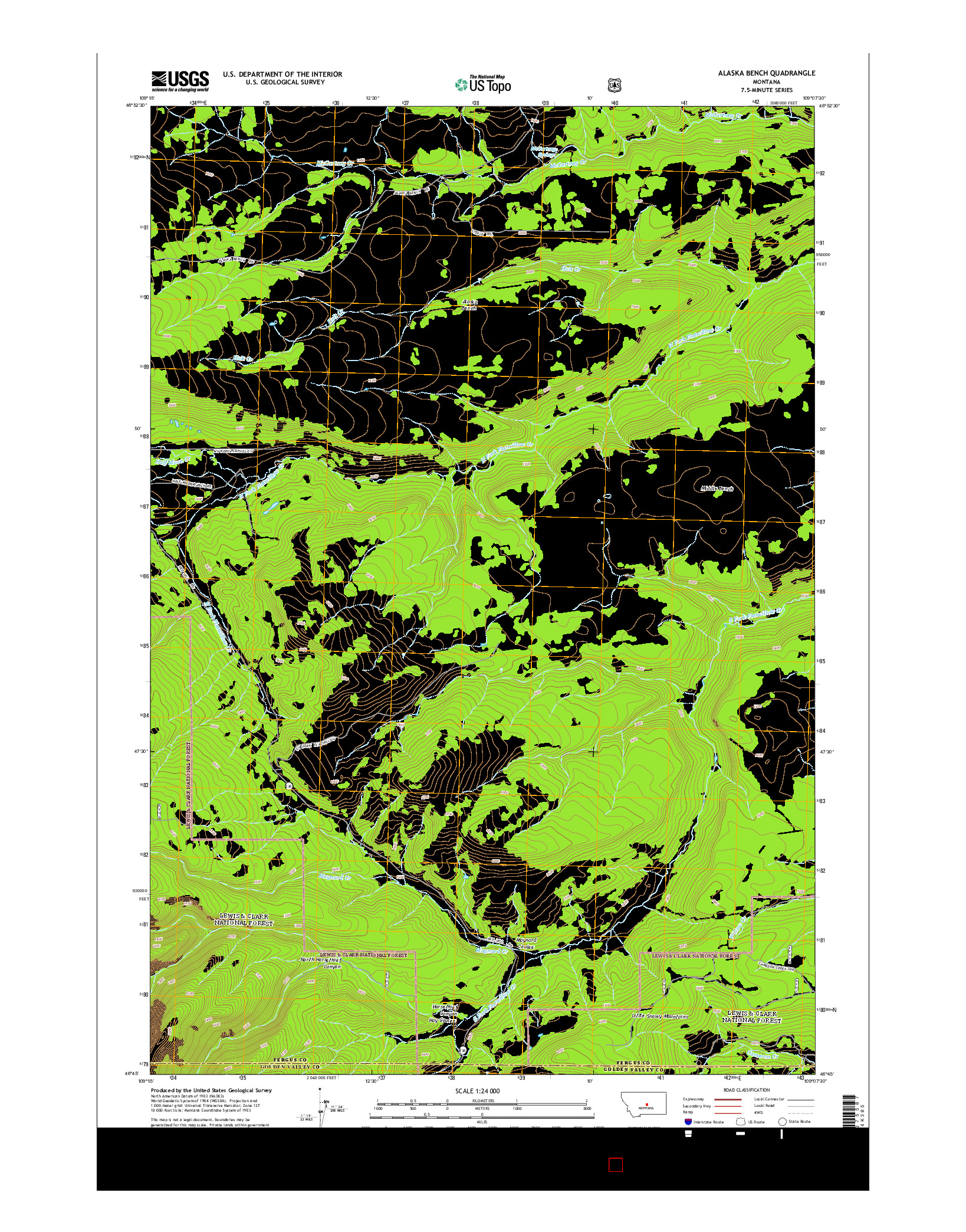 USGS US TOPO 7.5-MINUTE MAP FOR ALASKA BENCH, MT 2014