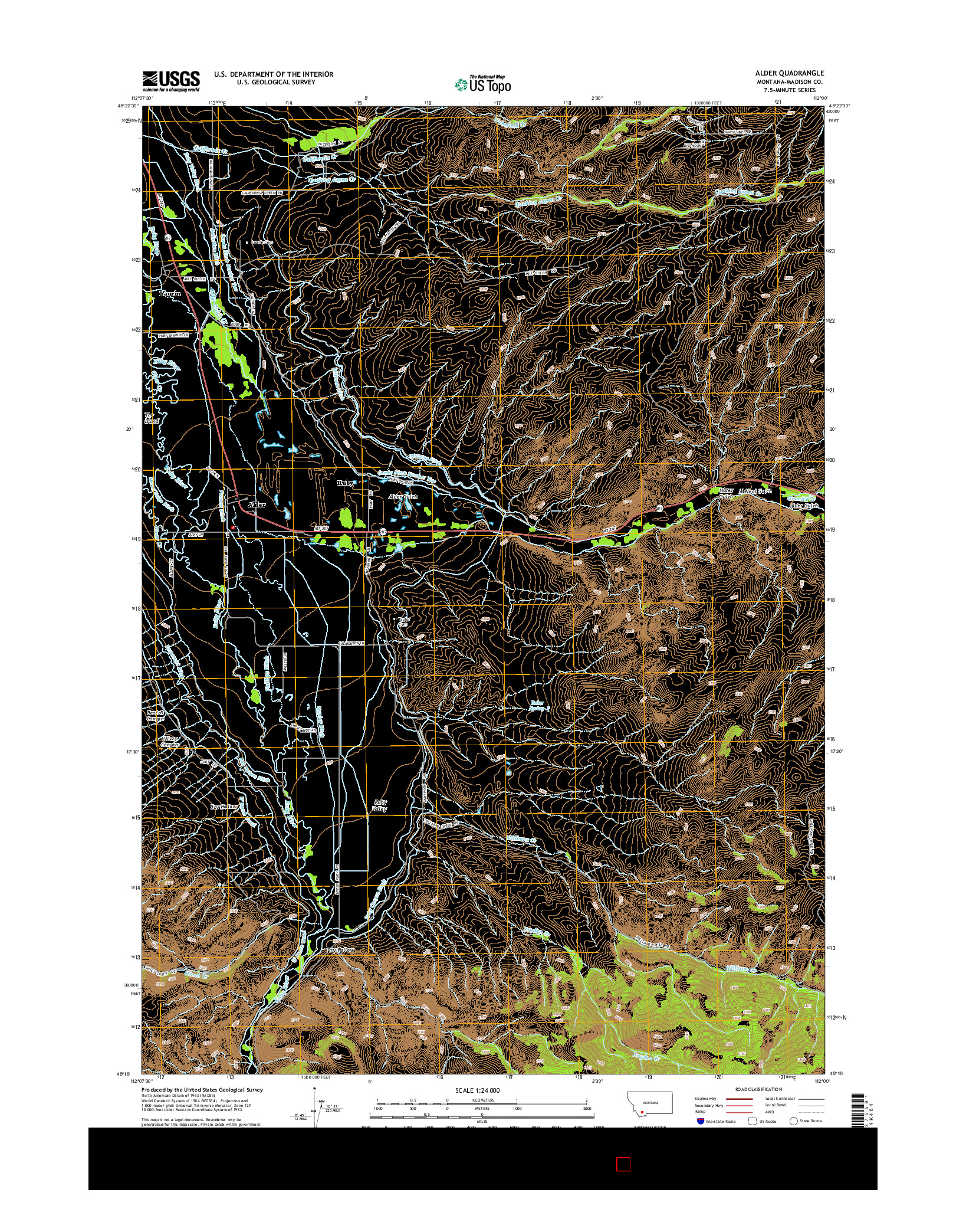 USGS US TOPO 7.5-MINUTE MAP FOR ALDER, MT 2014