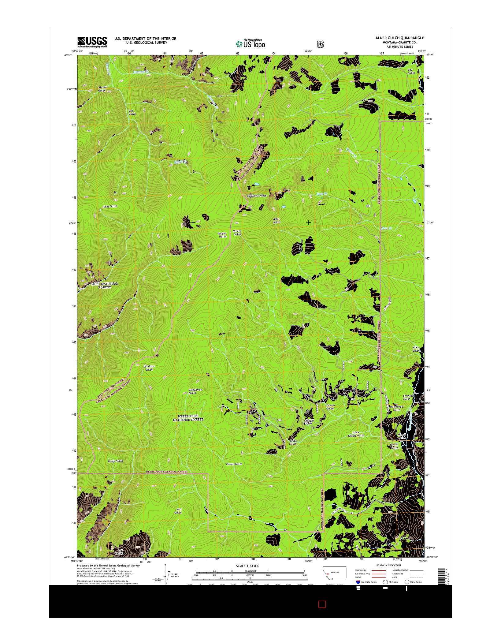 USGS US TOPO 7.5-MINUTE MAP FOR ALDER GULCH, MT 2014