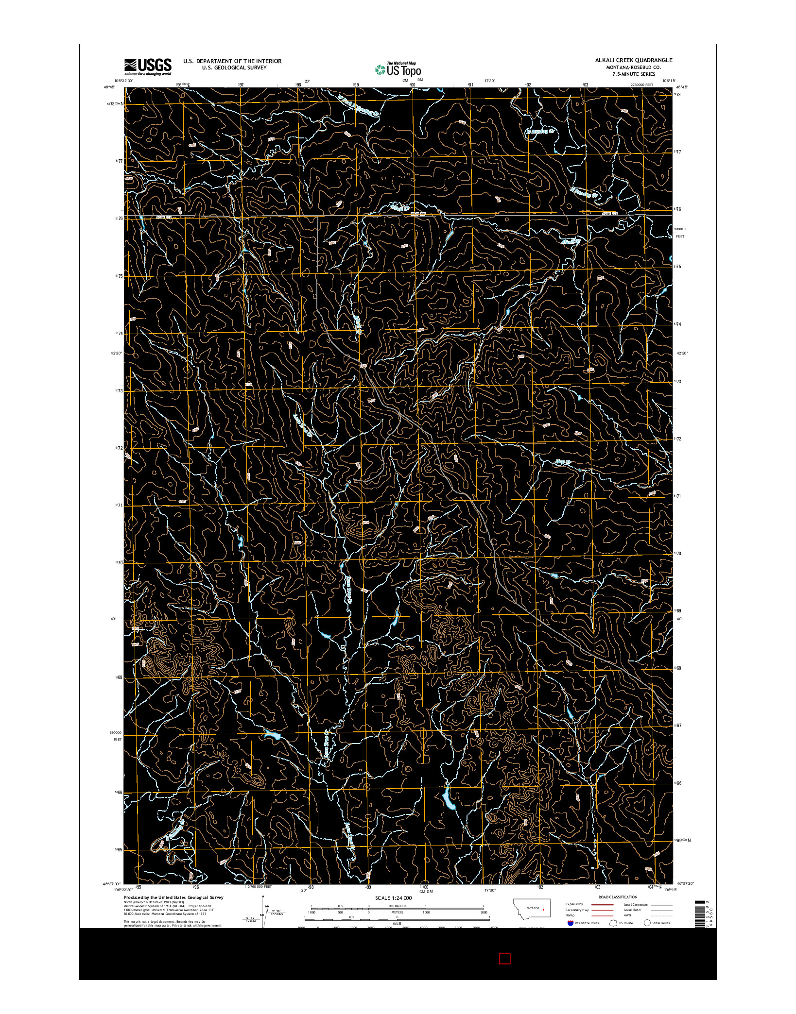 USGS US TOPO 7.5-MINUTE MAP FOR ALKALI CREEK, MT 2014