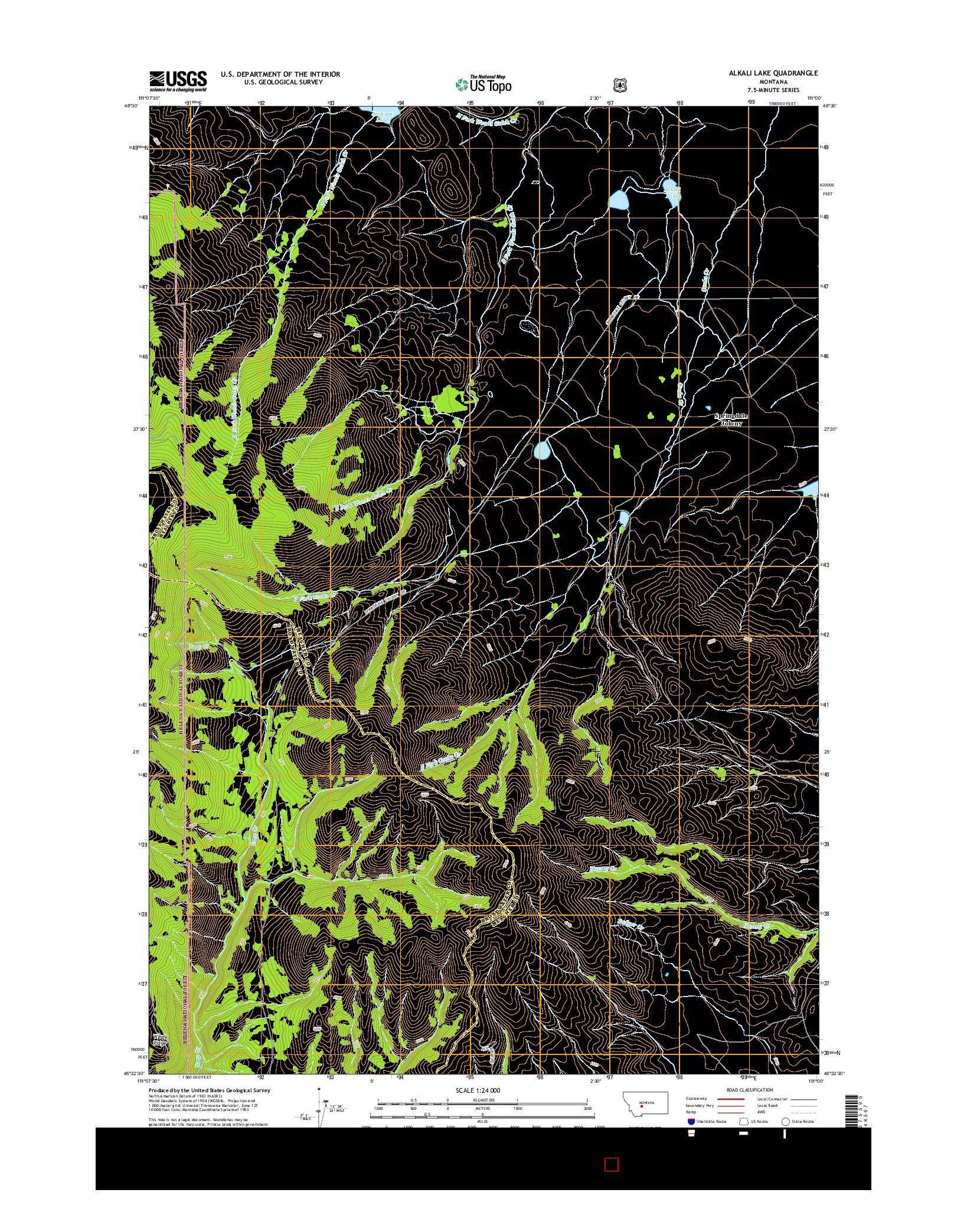 USGS US TOPO 7.5-MINUTE MAP FOR ALKALI LAKE, MT 2014