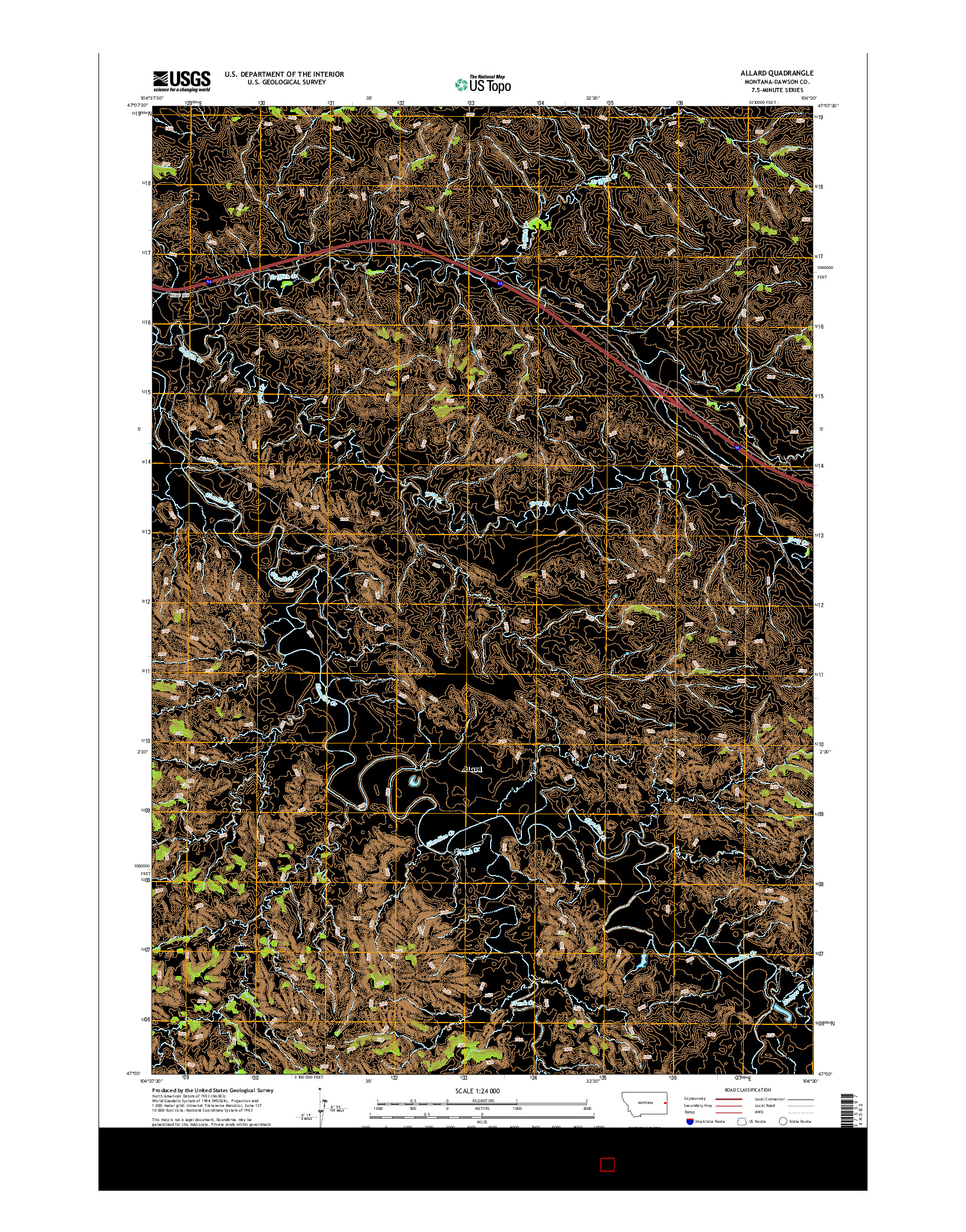 USGS US TOPO 7.5-MINUTE MAP FOR ALLARD, MT 2014