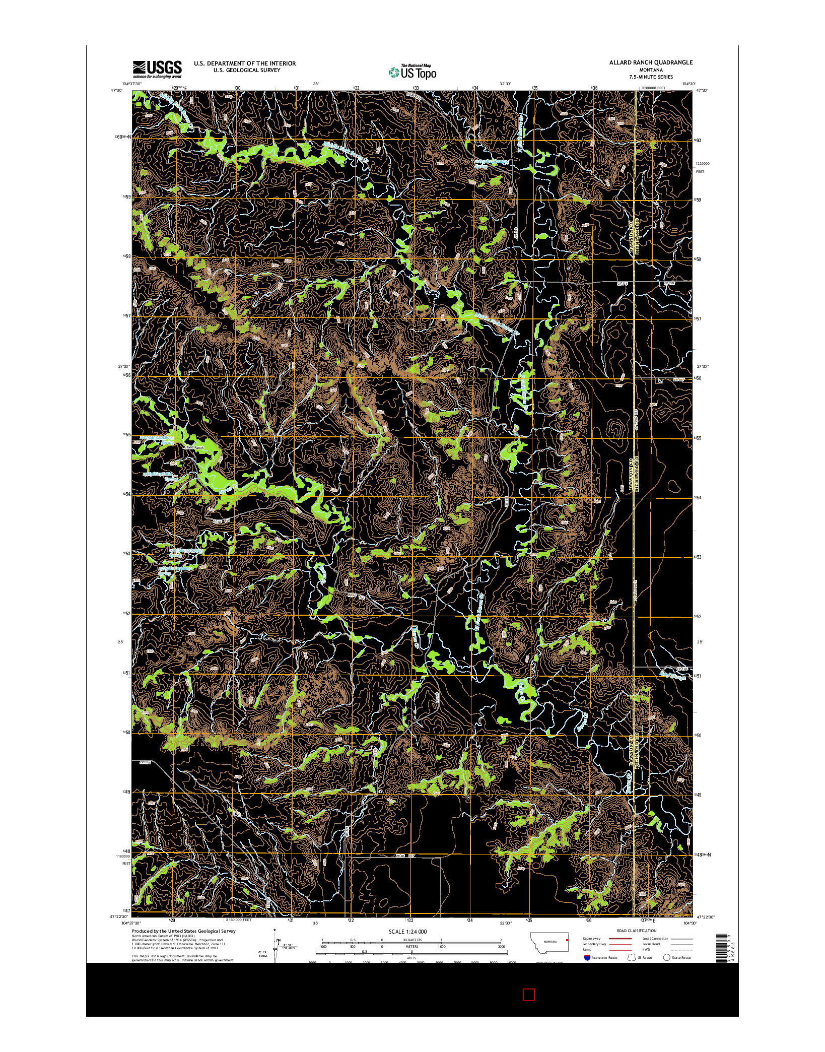 USGS US TOPO 7.5-MINUTE MAP FOR ALLARD RANCH, MT 2014