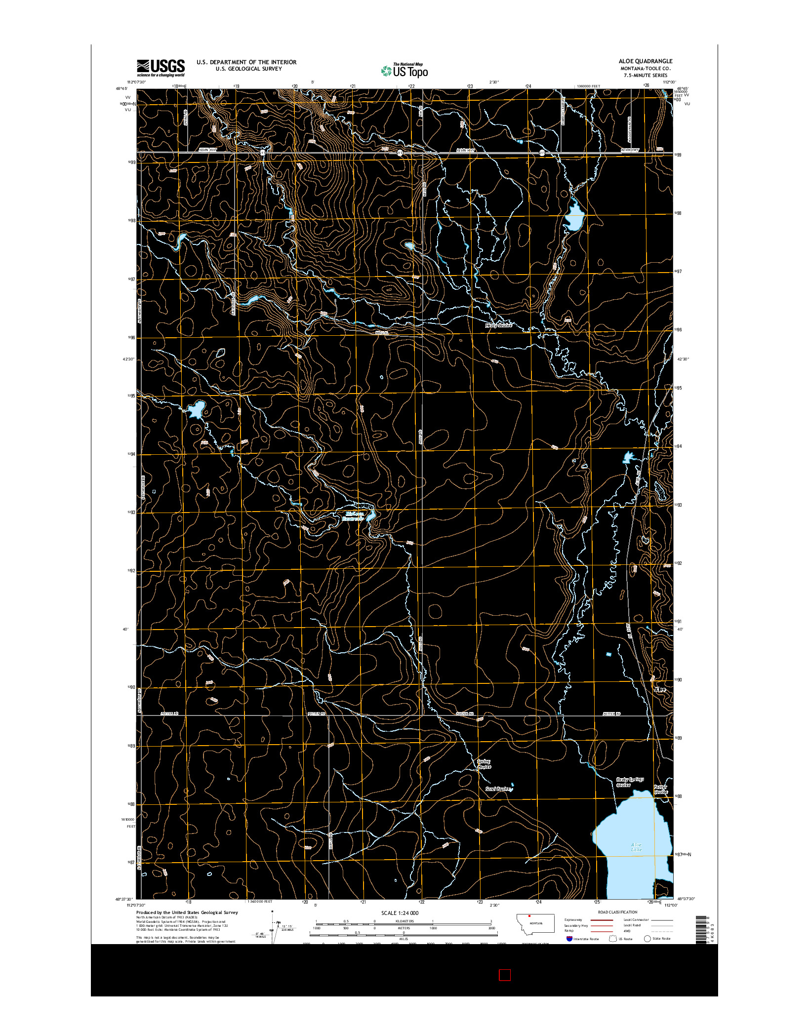 USGS US TOPO 7.5-MINUTE MAP FOR ALOE, MT 2014