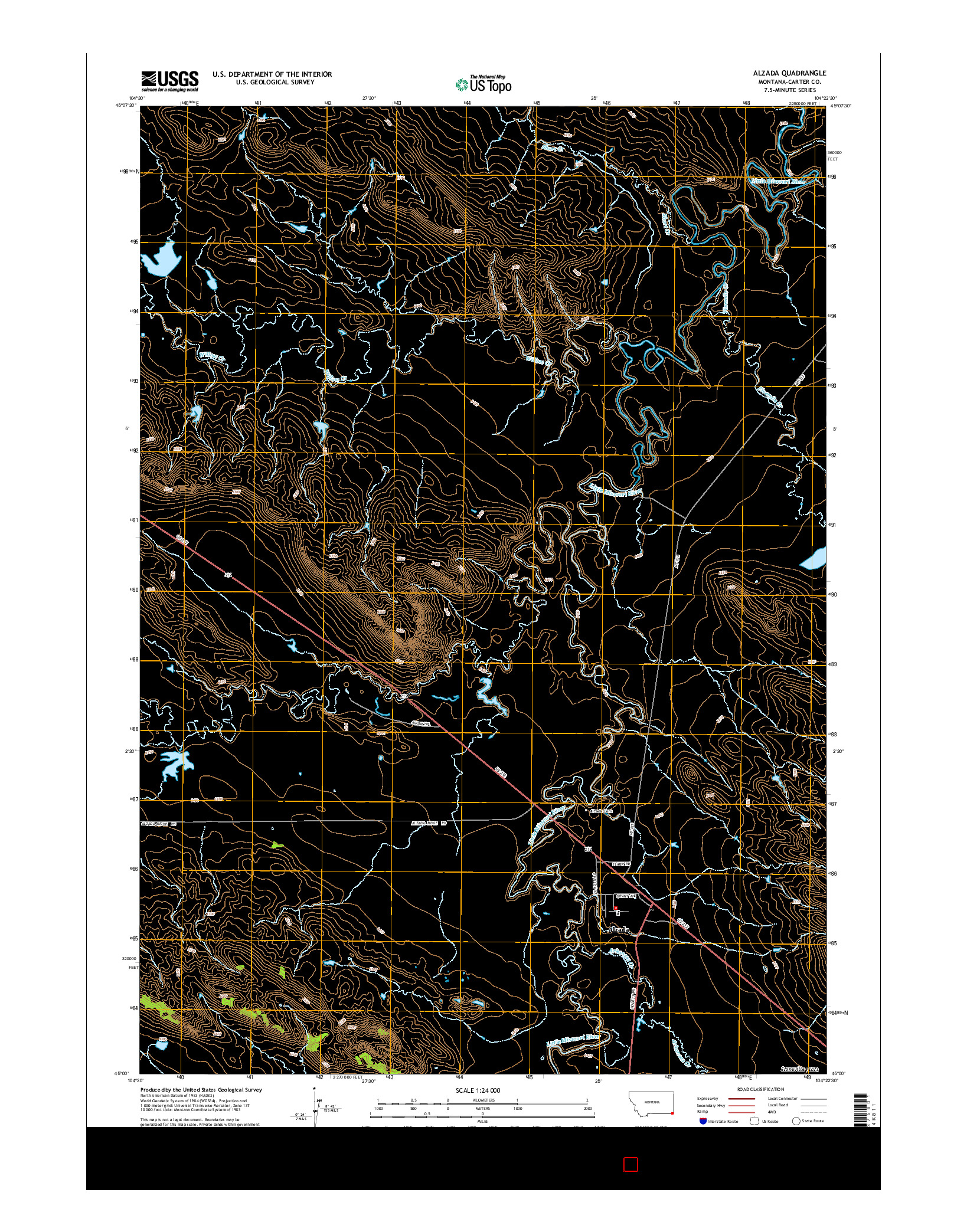 USGS US TOPO 7.5-MINUTE MAP FOR ALZADA, MT 2014