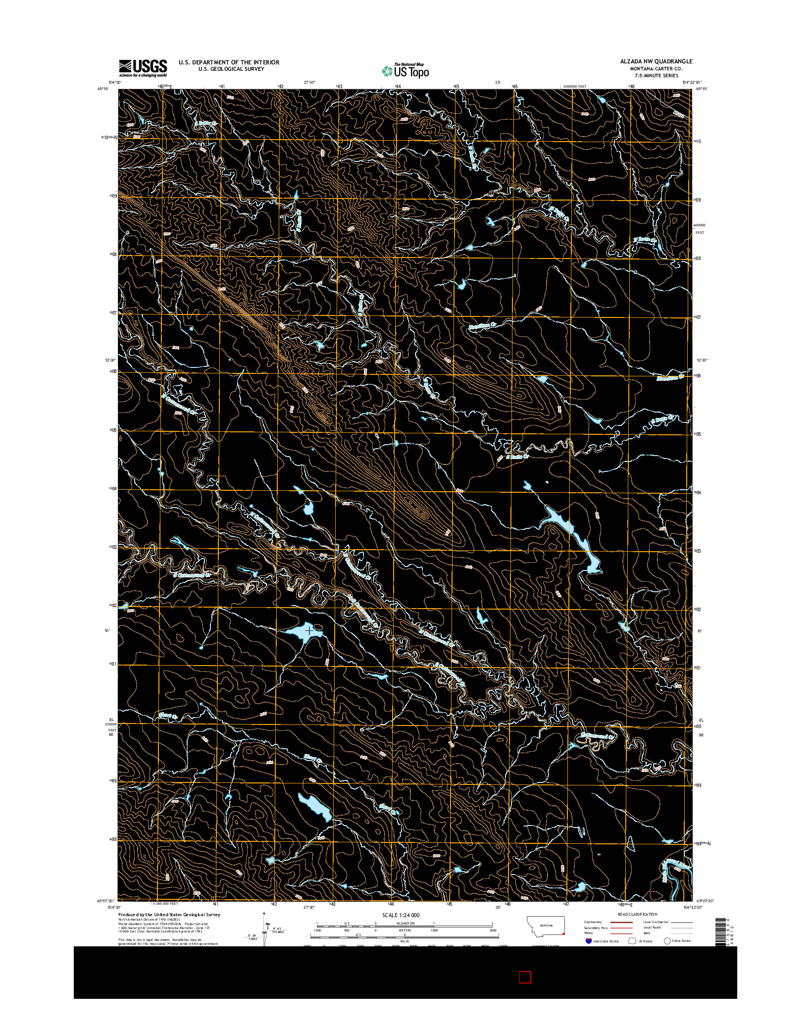 USGS US TOPO 7.5-MINUTE MAP FOR ALZADA NW, MT 2014