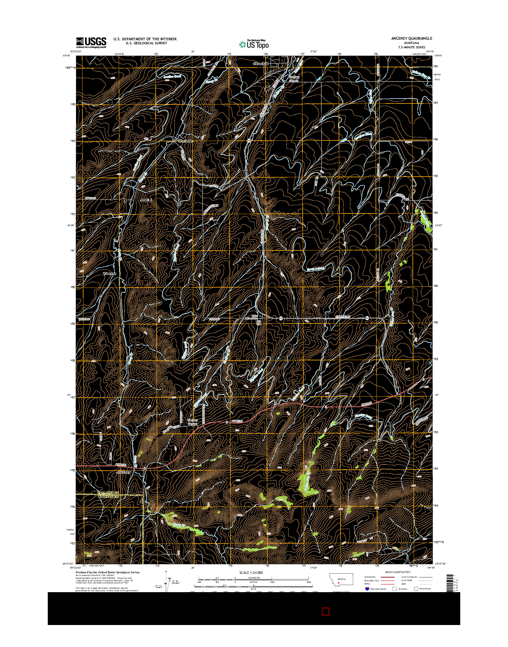 USGS US TOPO 7.5-MINUTE MAP FOR ANCENEY, MT 2014