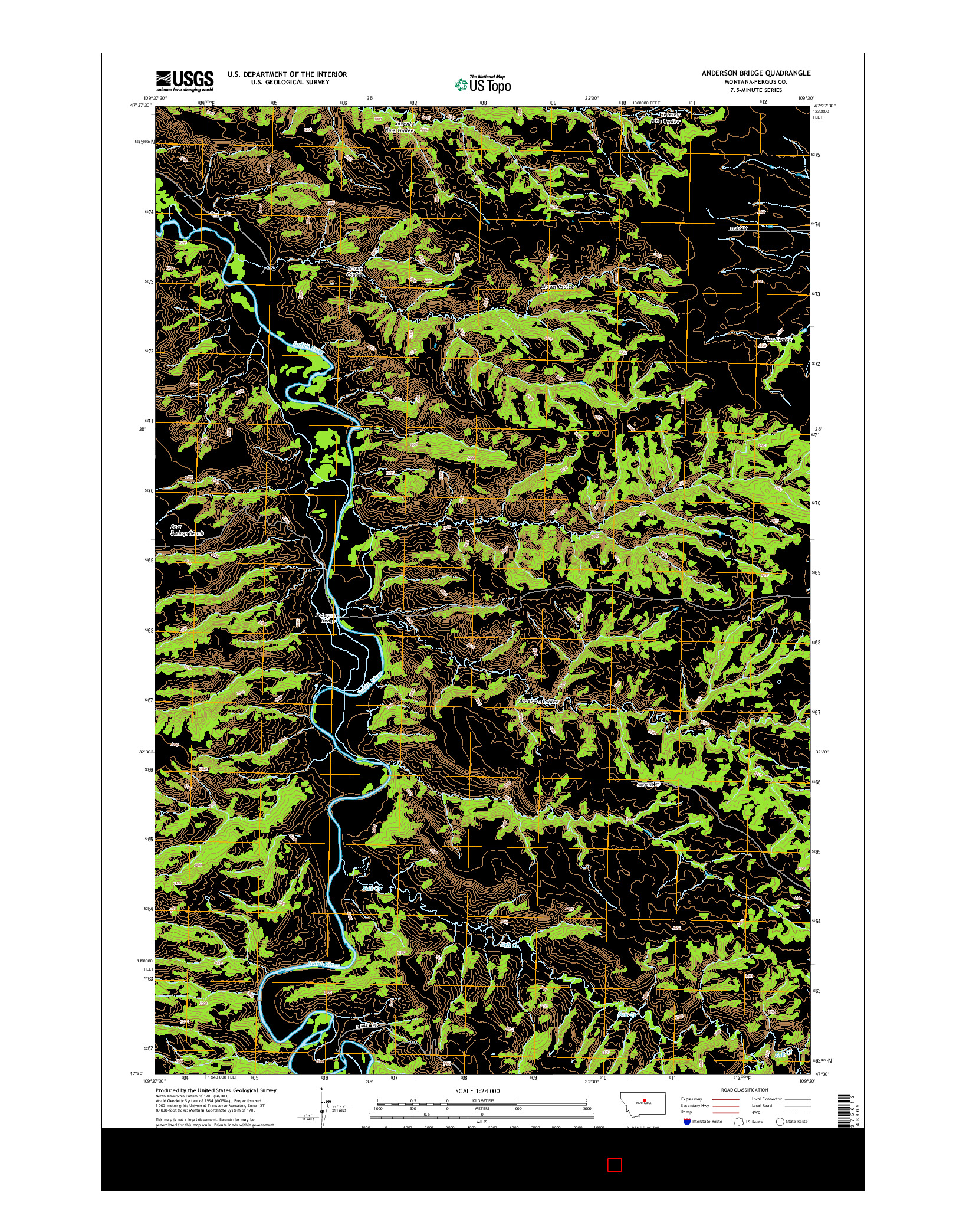 USGS US TOPO 7.5-MINUTE MAP FOR ANDERSON BRIDGE, MT 2014