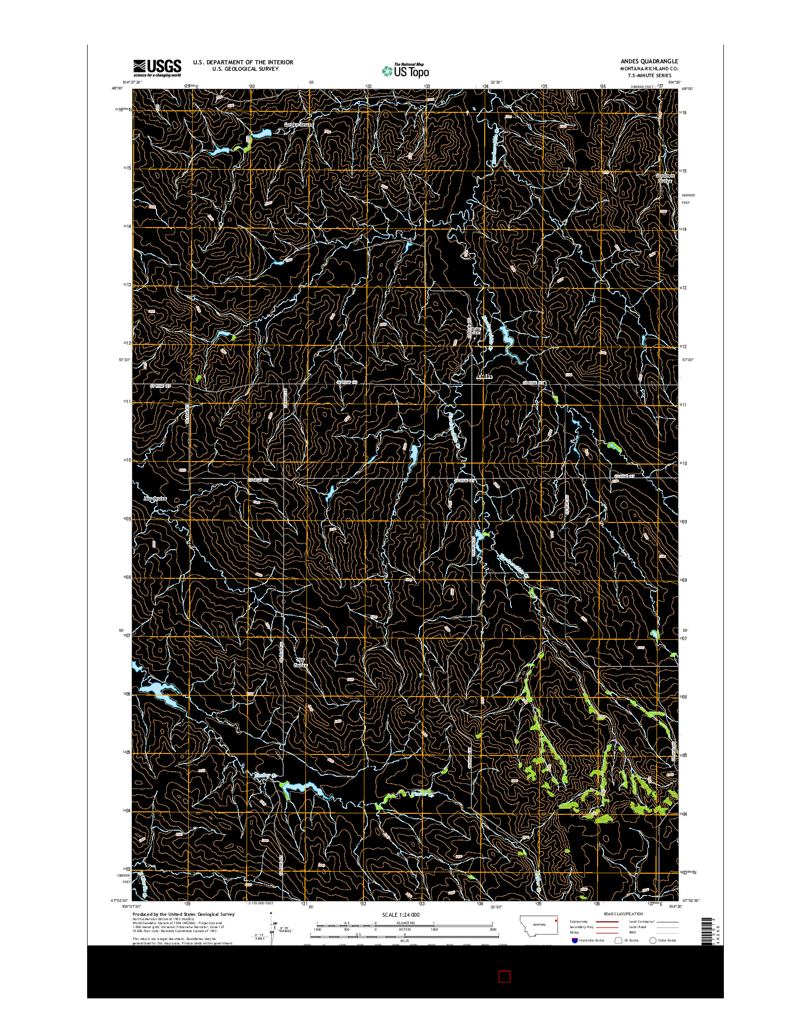 USGS US TOPO 7.5-MINUTE MAP FOR ANDES, MT 2014