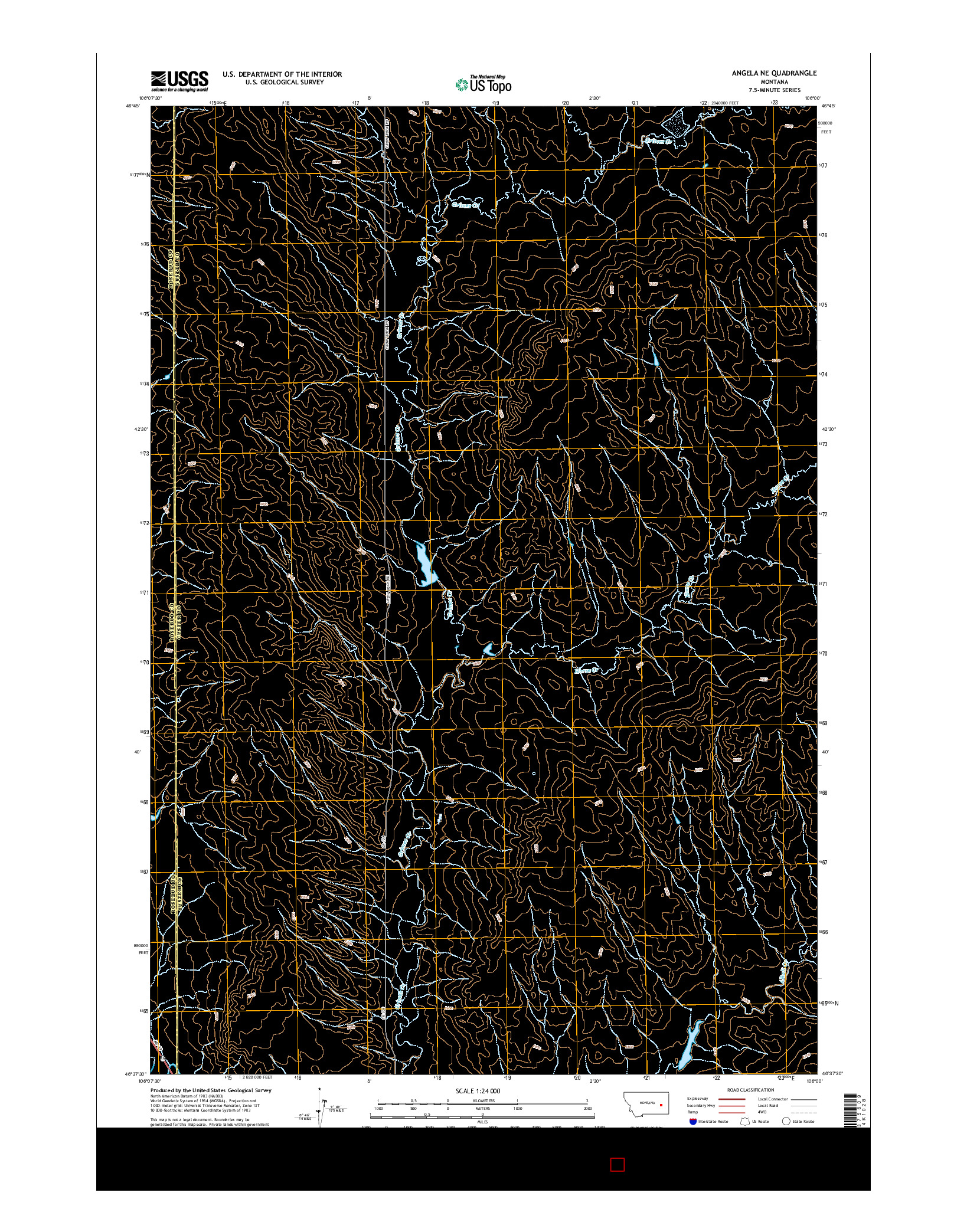 USGS US TOPO 7.5-MINUTE MAP FOR ANGELA NE, MT 2014