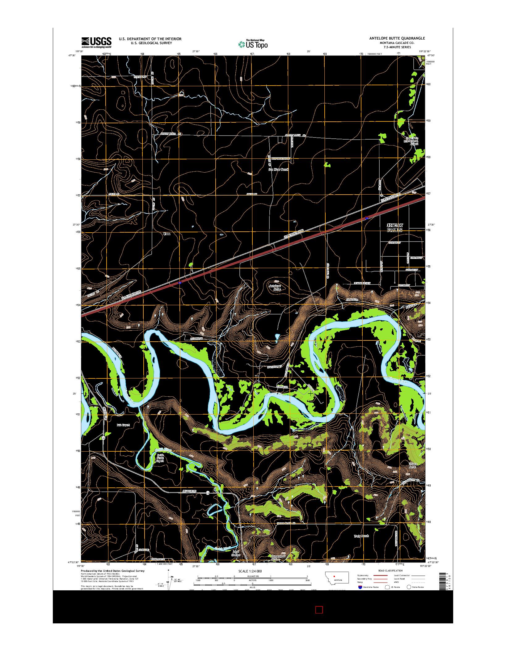 USGS US TOPO 7.5-MINUTE MAP FOR ANTELOPE BUTTE, MT 2014