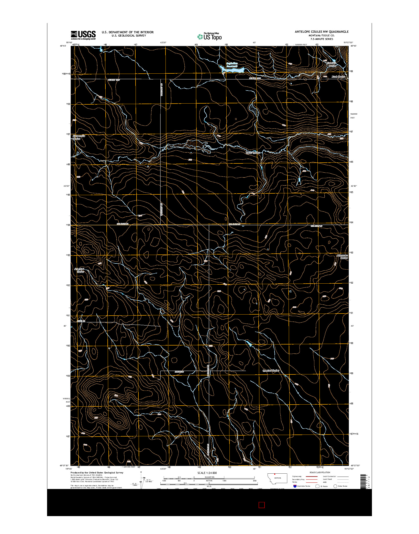 USGS US TOPO 7.5-MINUTE MAP FOR ANTELOPE COULEE NW, MT 2014