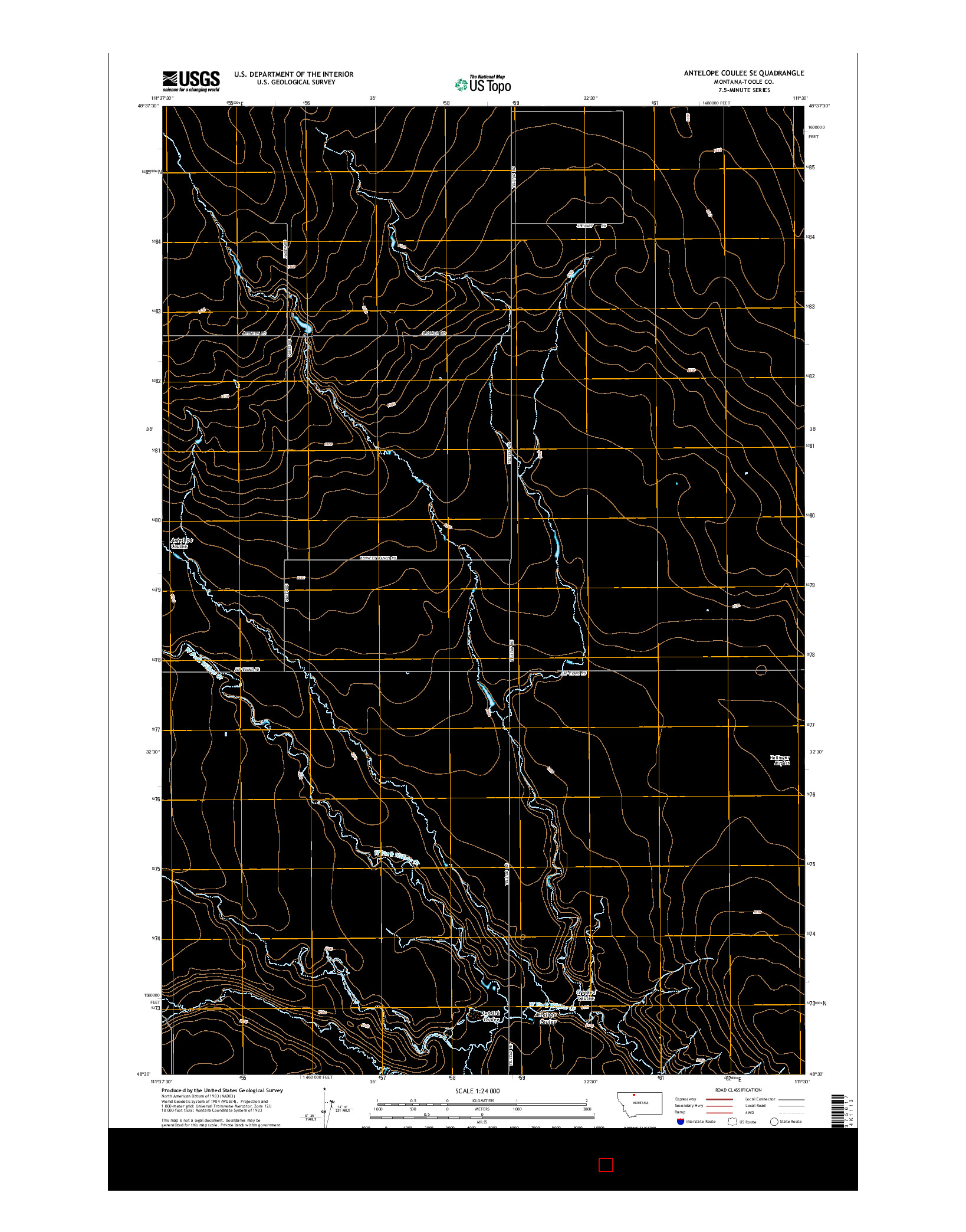USGS US TOPO 7.5-MINUTE MAP FOR ANTELOPE COULEE SE, MT 2014
