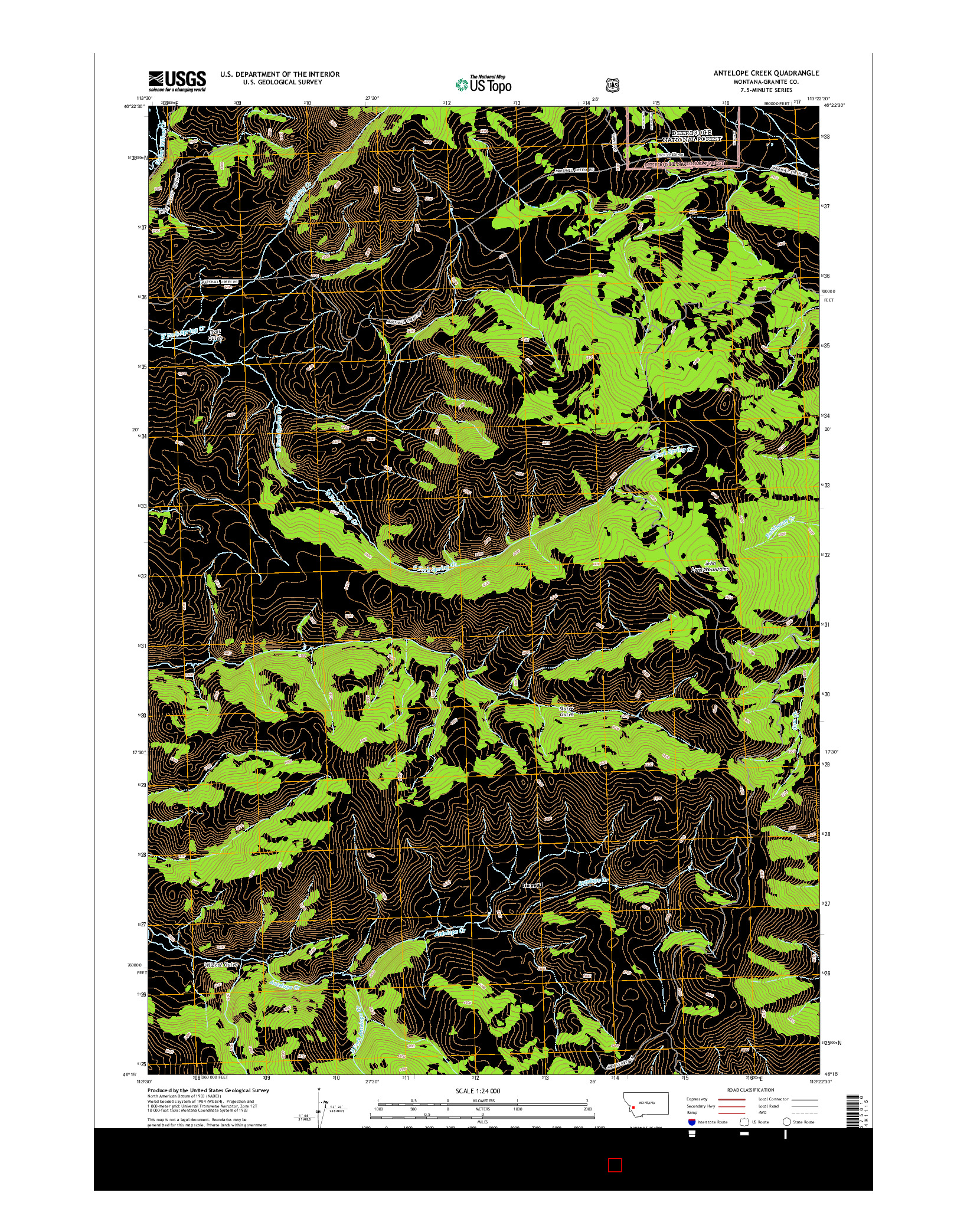 USGS US TOPO 7.5-MINUTE MAP FOR ANTELOPE CREEK, MT 2014