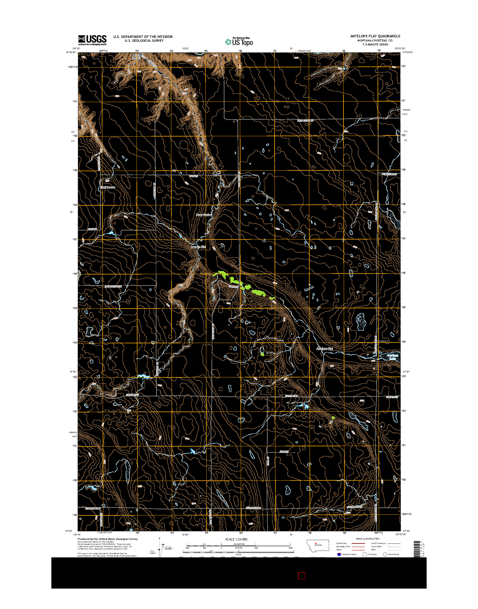 USGS US TOPO 7.5-MINUTE MAP FOR ANTELOPE FLAT, MT 2014