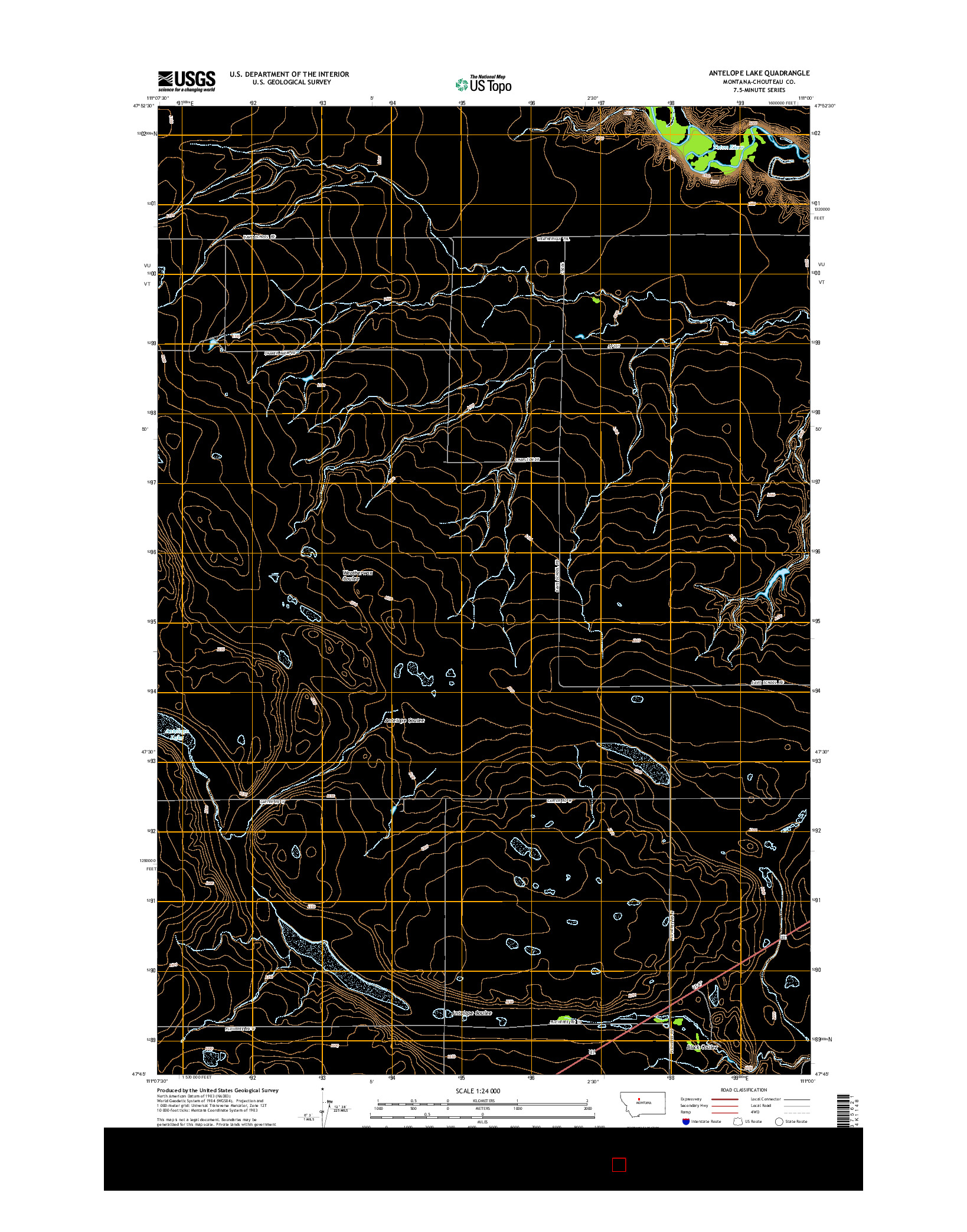 USGS US TOPO 7.5-MINUTE MAP FOR ANTELOPE LAKE, MT 2014