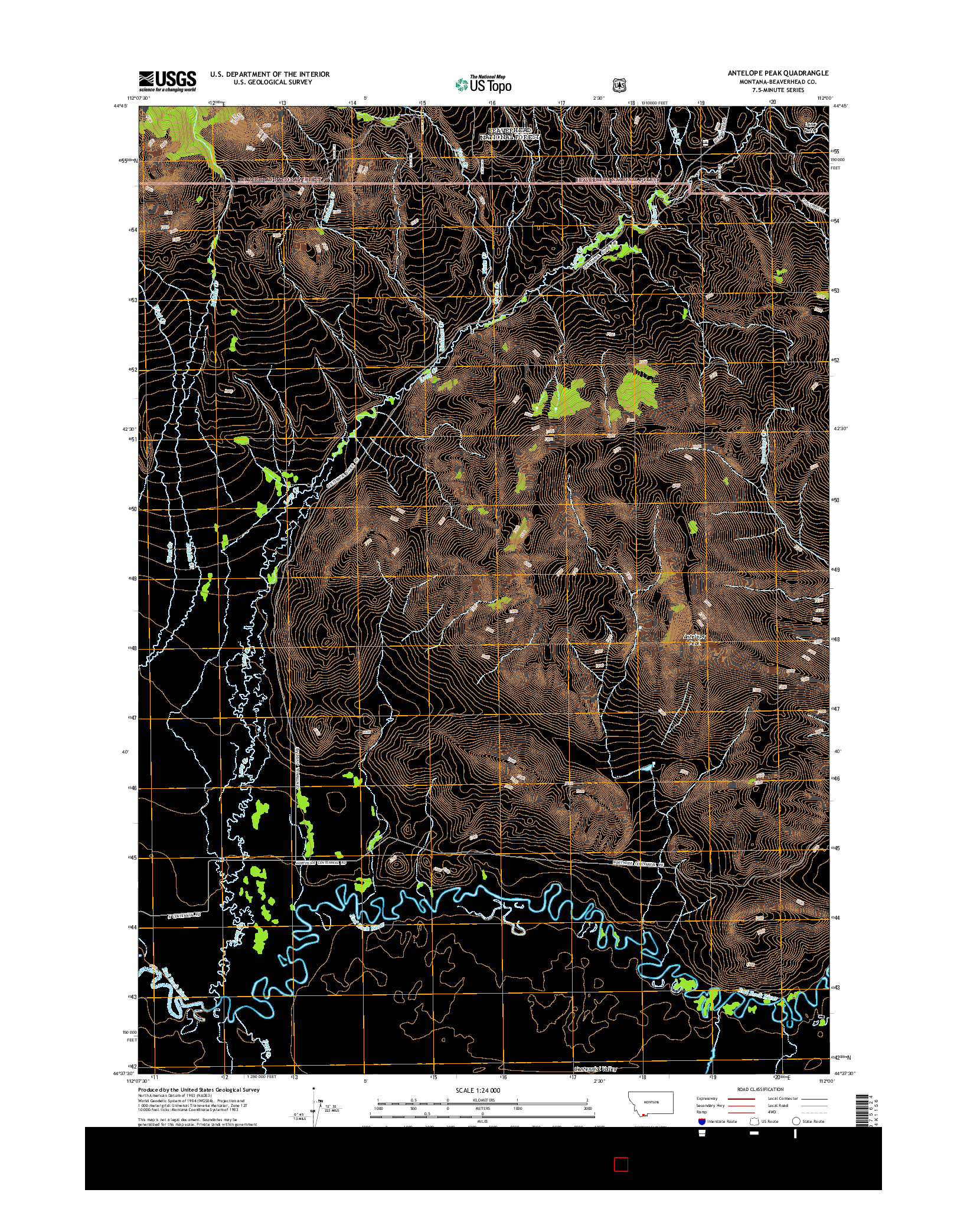 USGS US TOPO 7.5-MINUTE MAP FOR ANTELOPE PEAK, MT 2014