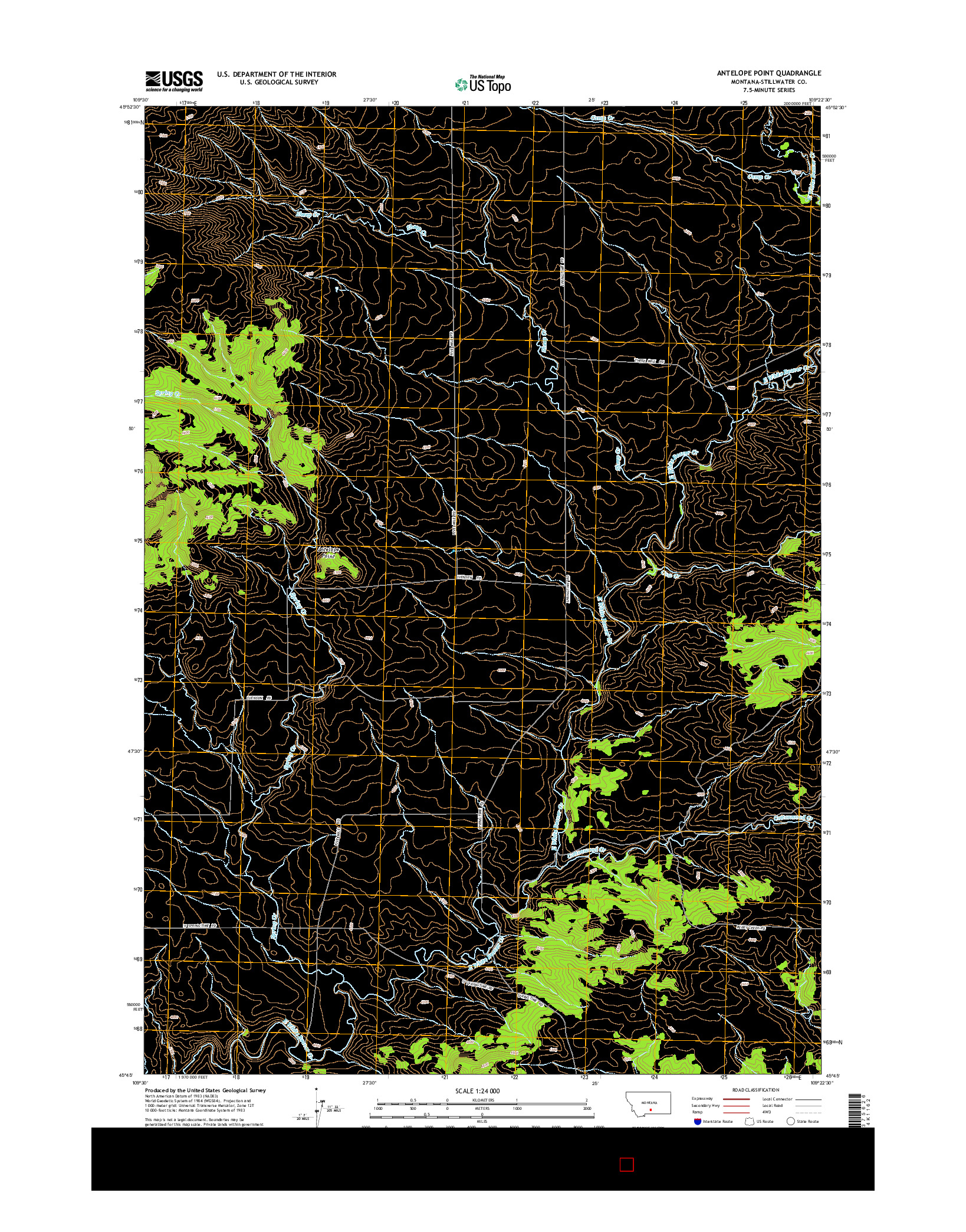 USGS US TOPO 7.5-MINUTE MAP FOR ANTELOPE POINT, MT 2014