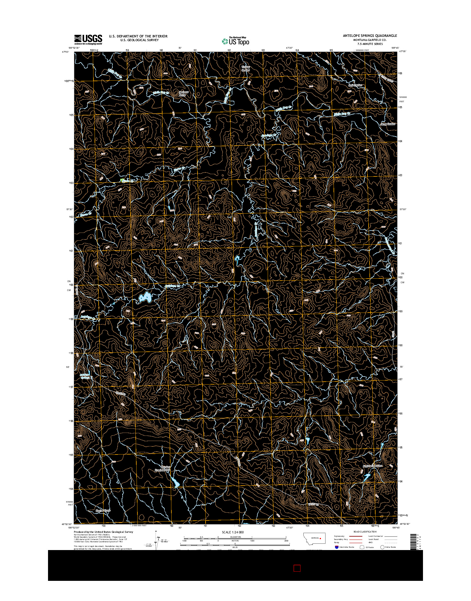 USGS US TOPO 7.5-MINUTE MAP FOR ANTELOPE SPRINGS, MT 2014