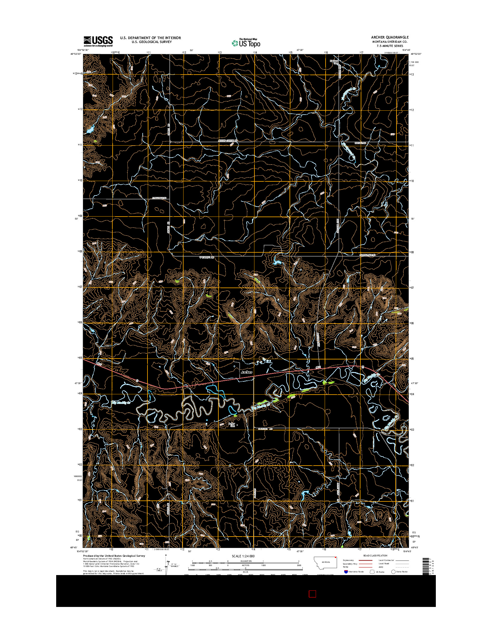 USGS US TOPO 7.5-MINUTE MAP FOR ARCHER, MT 2014