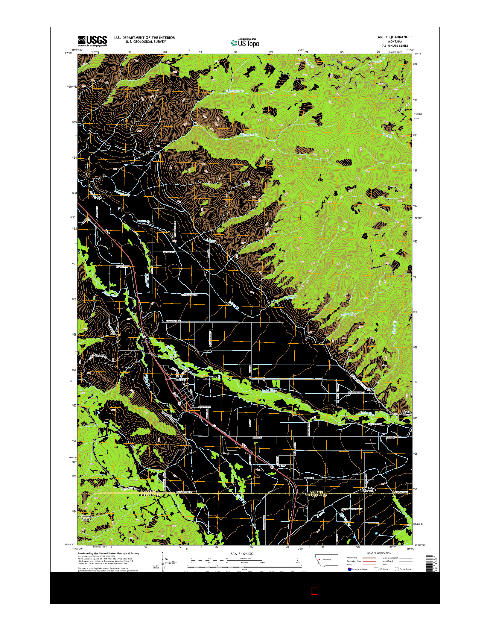 USGS US TOPO 7.5-MINUTE MAP FOR ARLEE, MT 2014