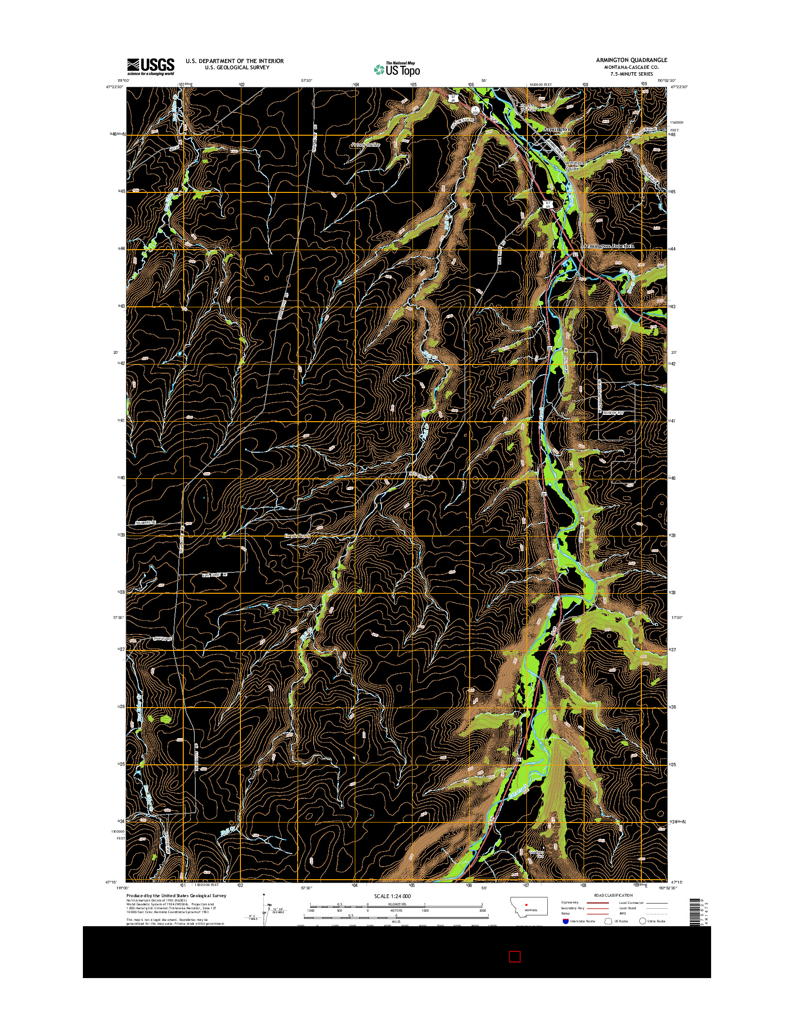 USGS US TOPO 7.5-MINUTE MAP FOR ARMINGTON, MT 2014