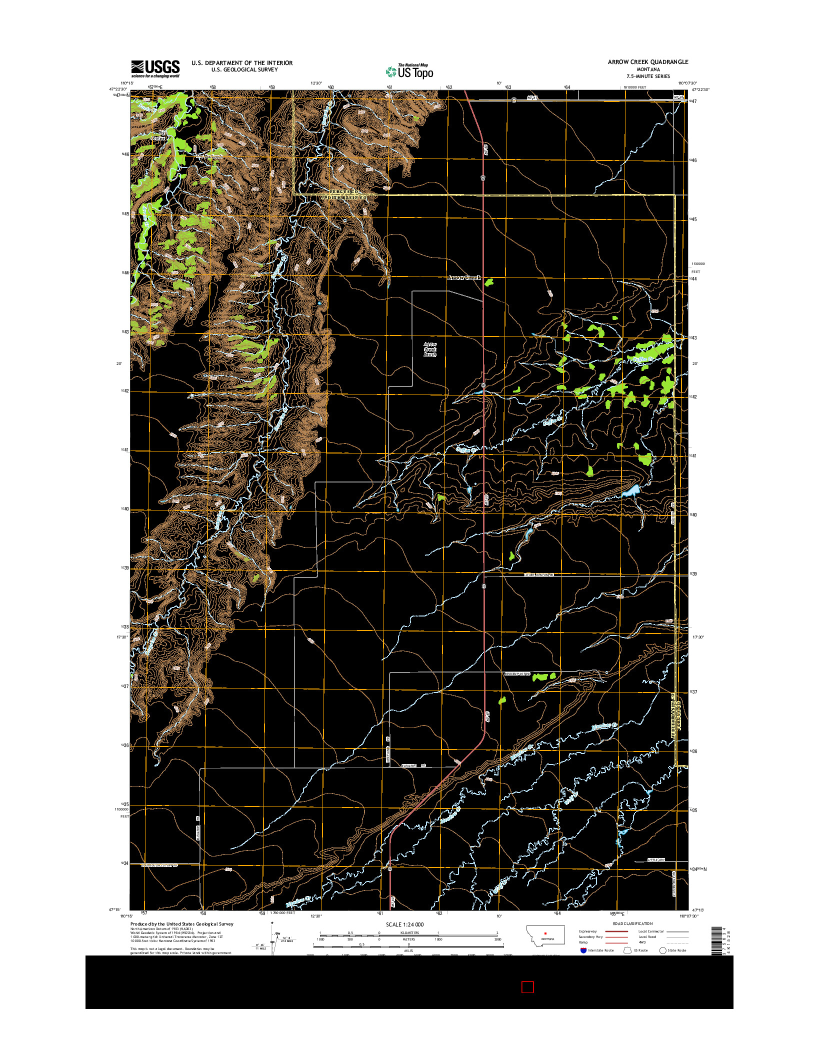 USGS US TOPO 7.5-MINUTE MAP FOR ARROW CREEK, MT 2014