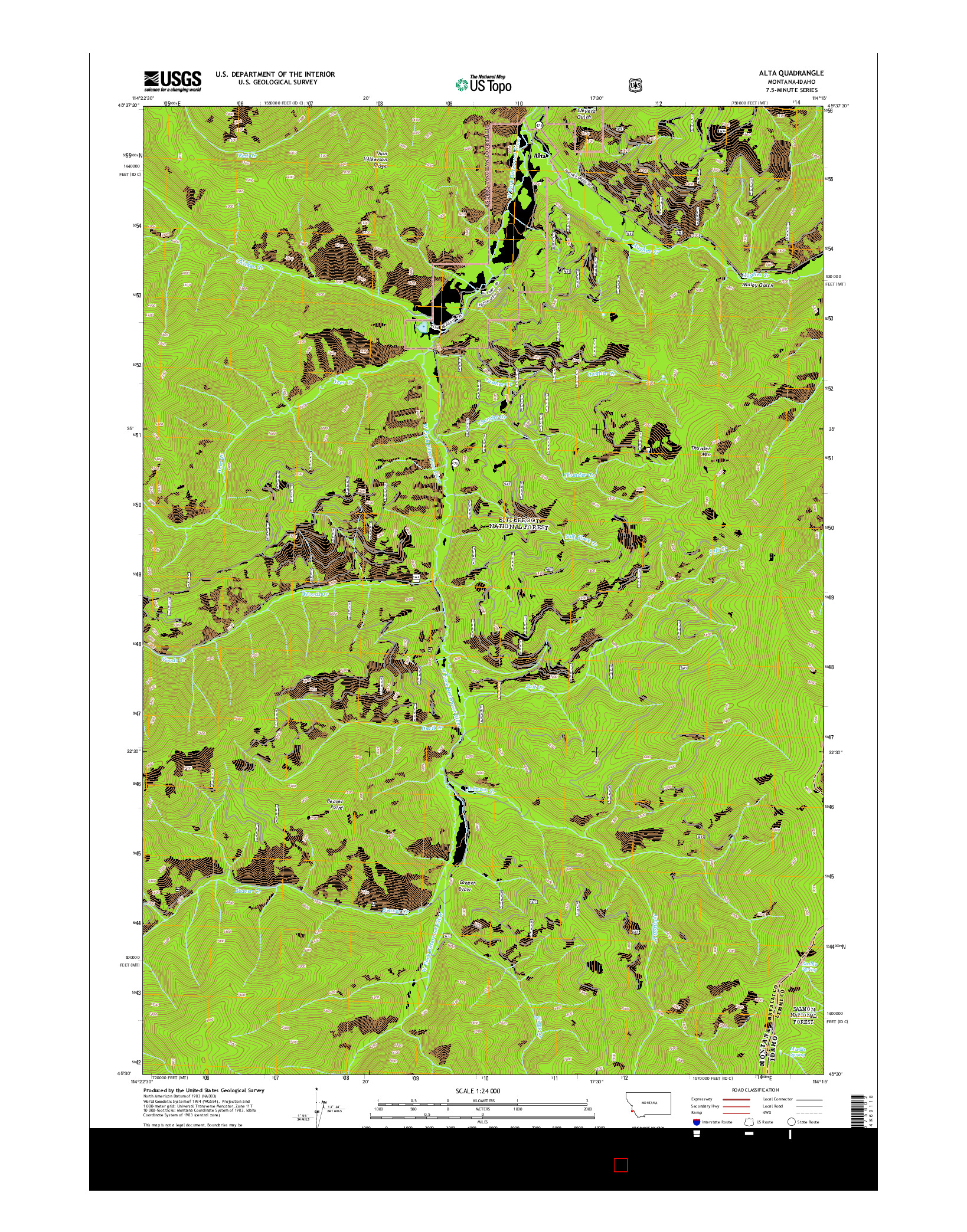 USGS US TOPO 7.5-MINUTE MAP FOR ALTA, MT-ID 2014