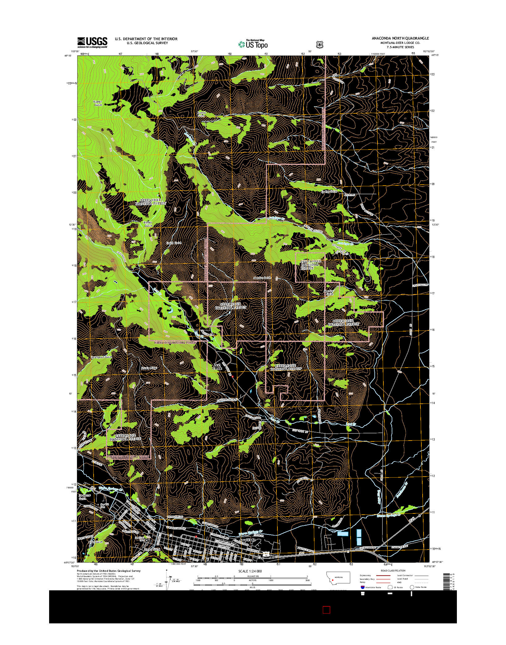 USGS US TOPO 7.5-MINUTE MAP FOR ANACONDA NORTH, MT 2014