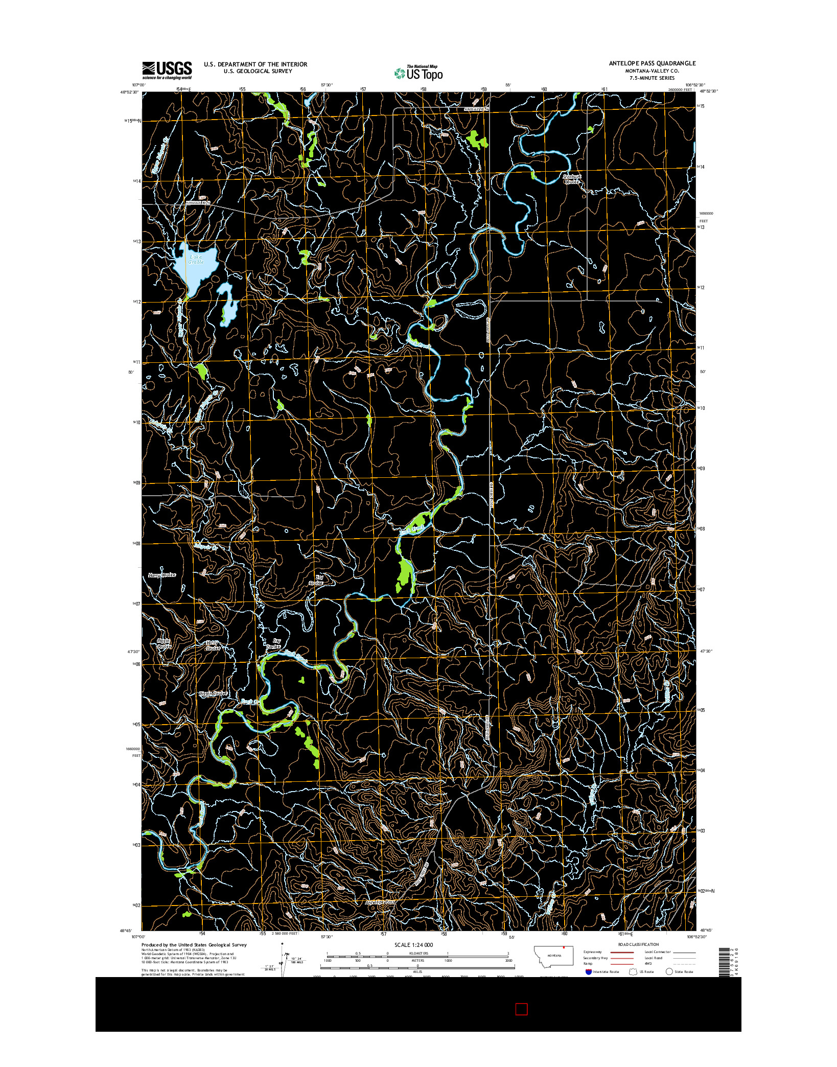 USGS US TOPO 7.5-MINUTE MAP FOR ANTELOPE PASS, MT 2014