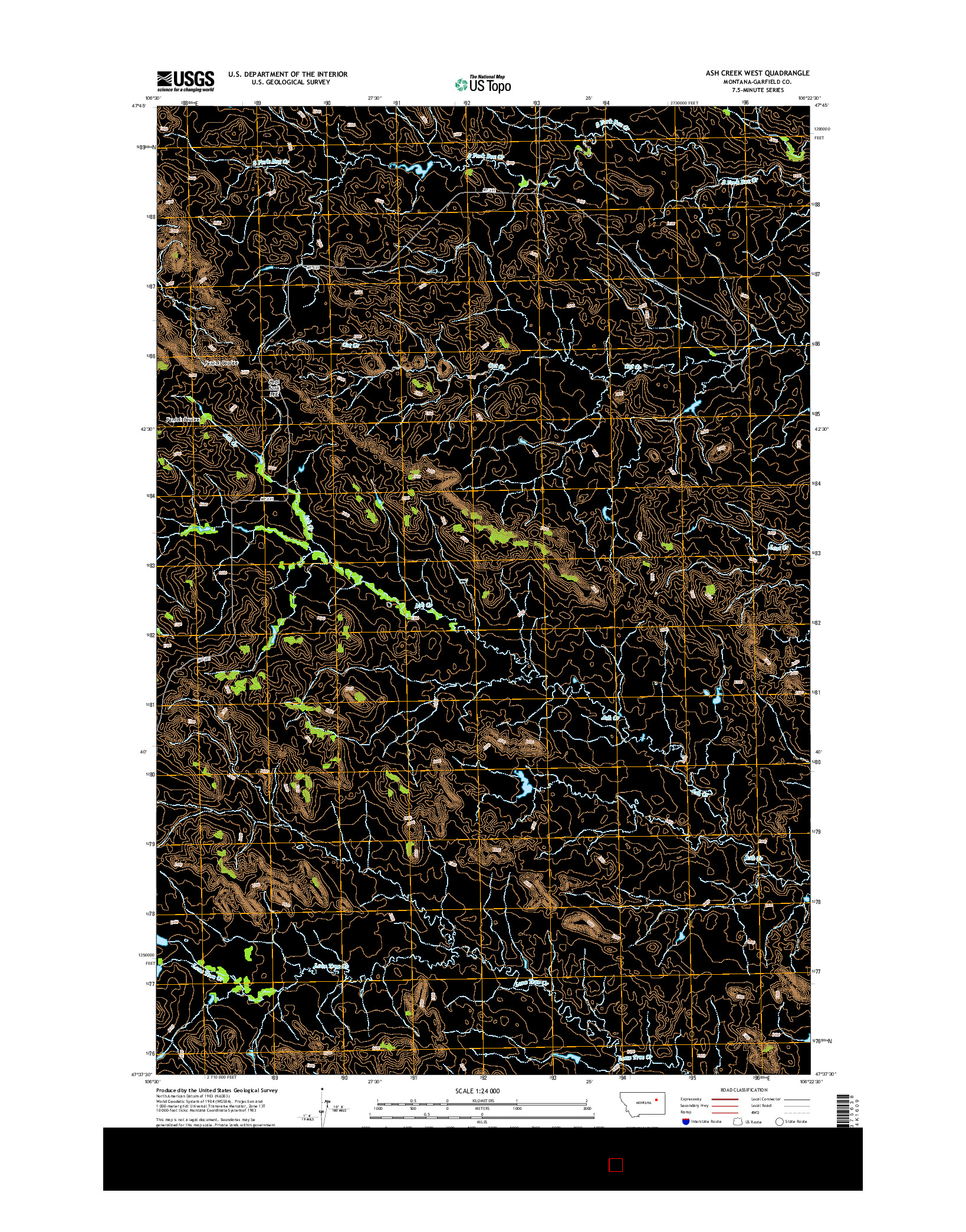 USGS US TOPO 7.5-MINUTE MAP FOR ASH CREEK WEST, MT 2014