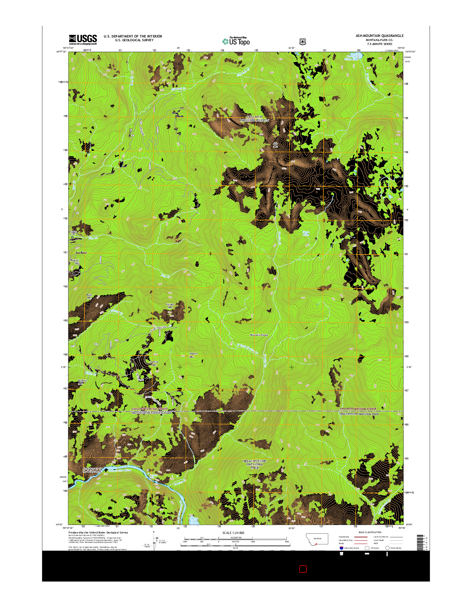 USGS US TOPO 7.5-MINUTE MAP FOR ASH MOUNTAIN, MT 2014