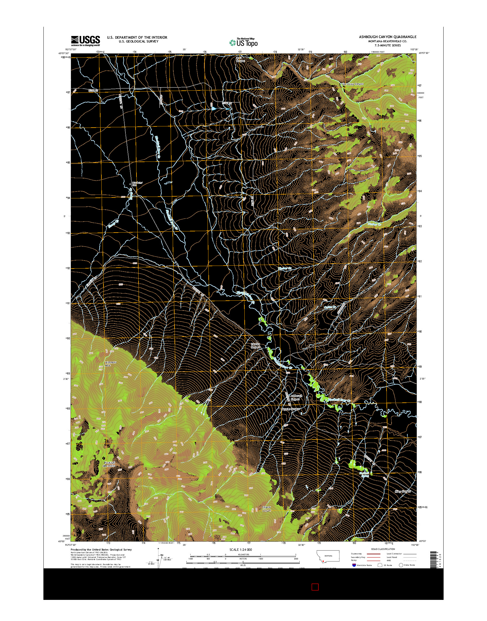 USGS US TOPO 7.5-MINUTE MAP FOR ASHBOUGH CANYON, MT 2014