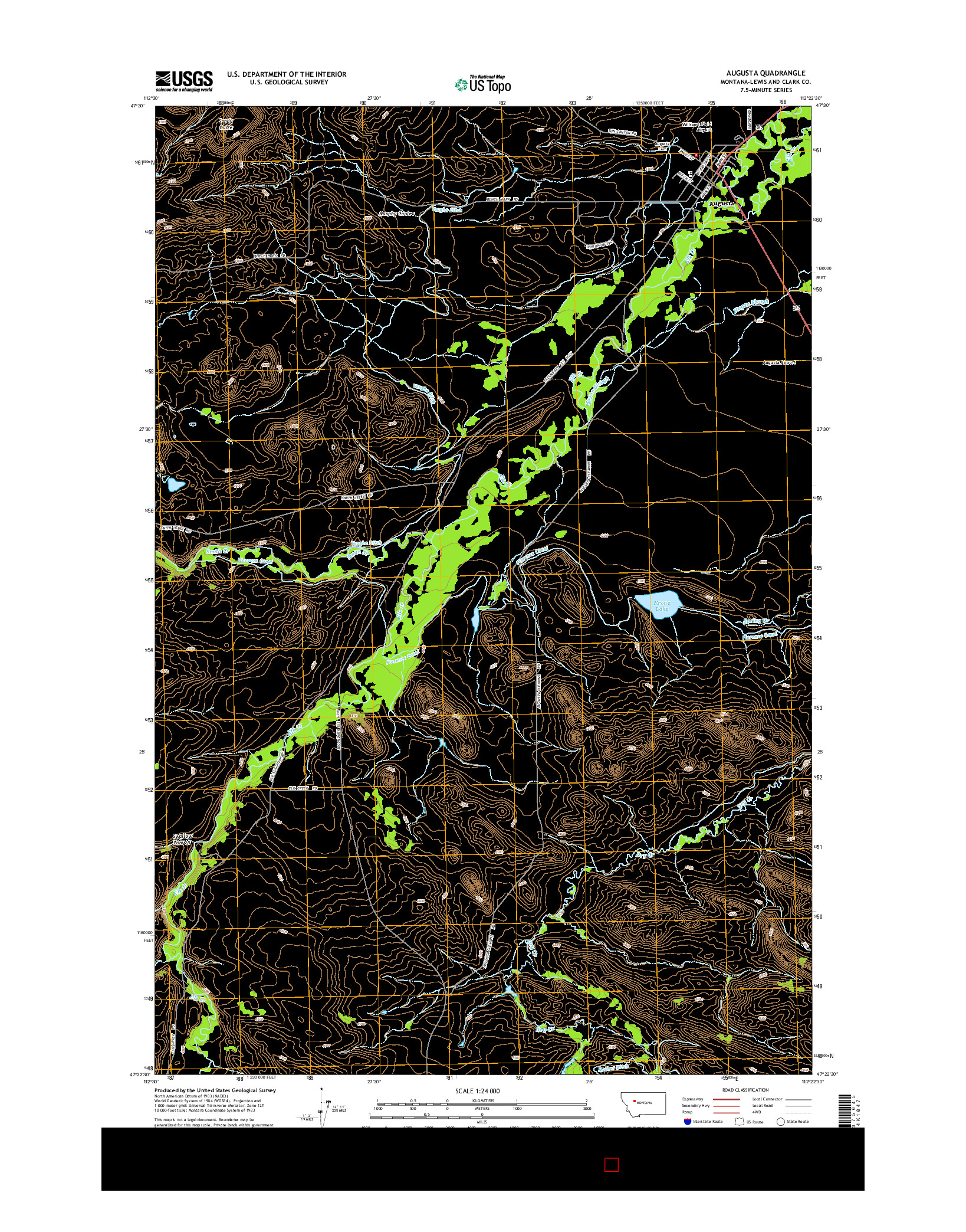 USGS US TOPO 7.5-MINUTE MAP FOR AUGUSTA, MT 2014