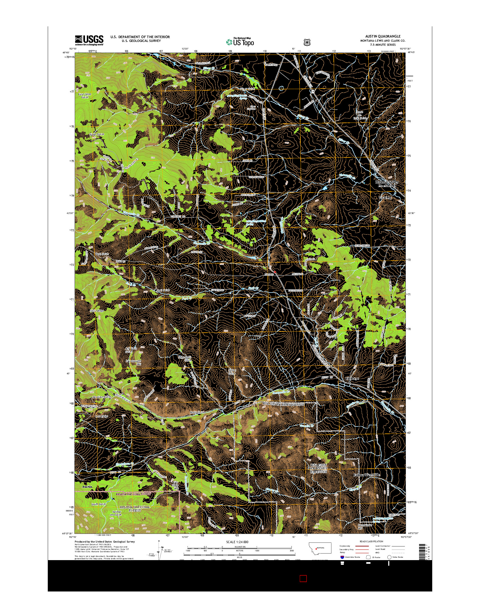 USGS US TOPO 7.5-MINUTE MAP FOR AUSTIN, MT 2014