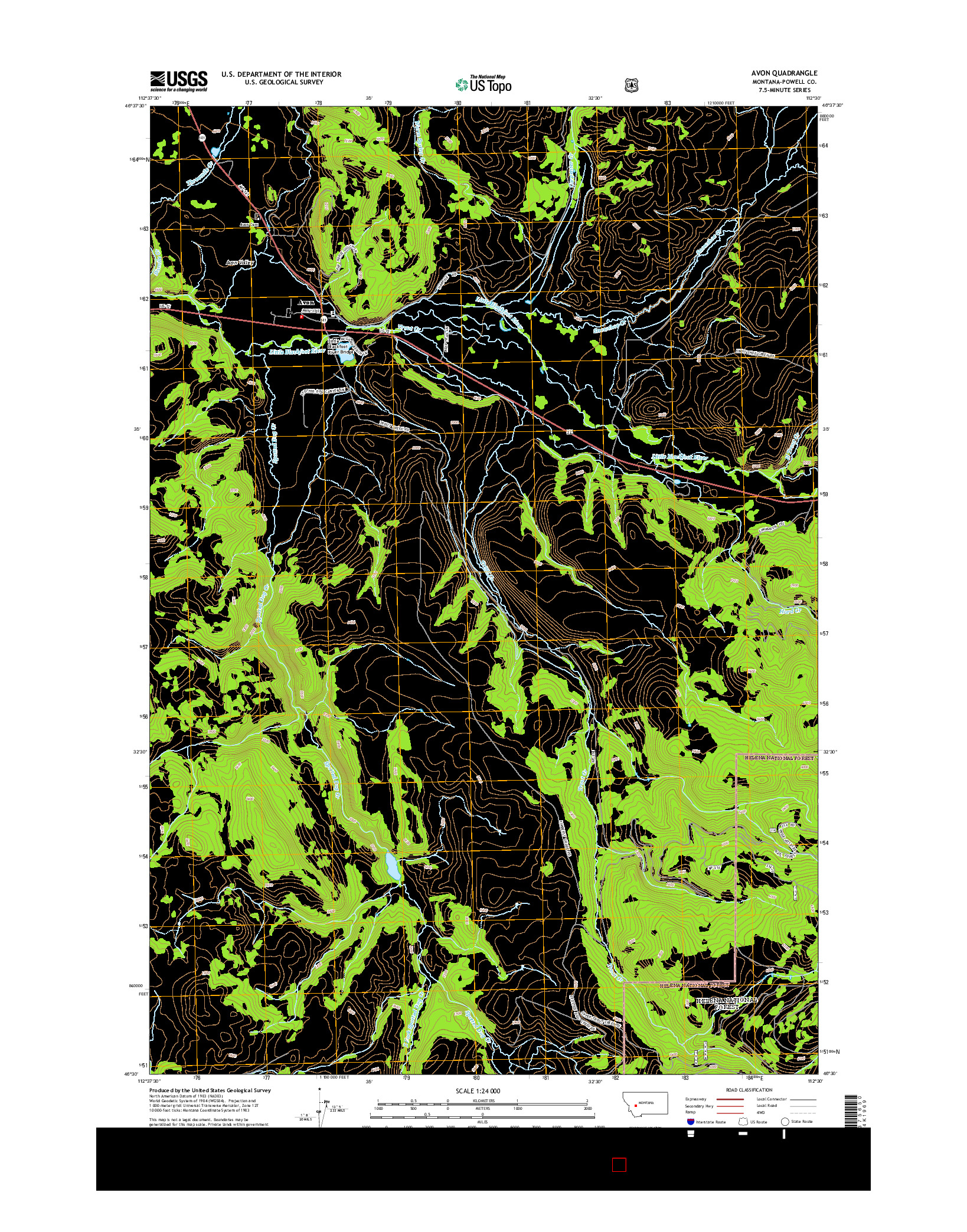 USGS US TOPO 7.5-MINUTE MAP FOR AVON, MT 2014