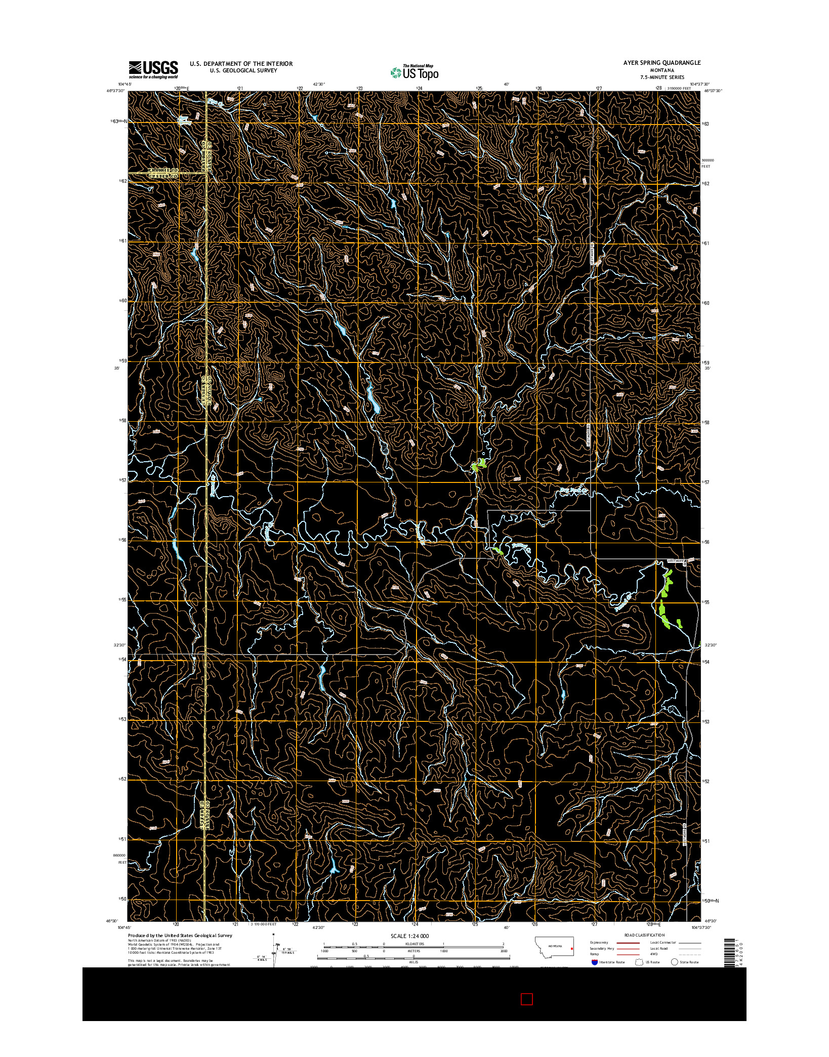 USGS US TOPO 7.5-MINUTE MAP FOR AYER SPRING, MT 2014