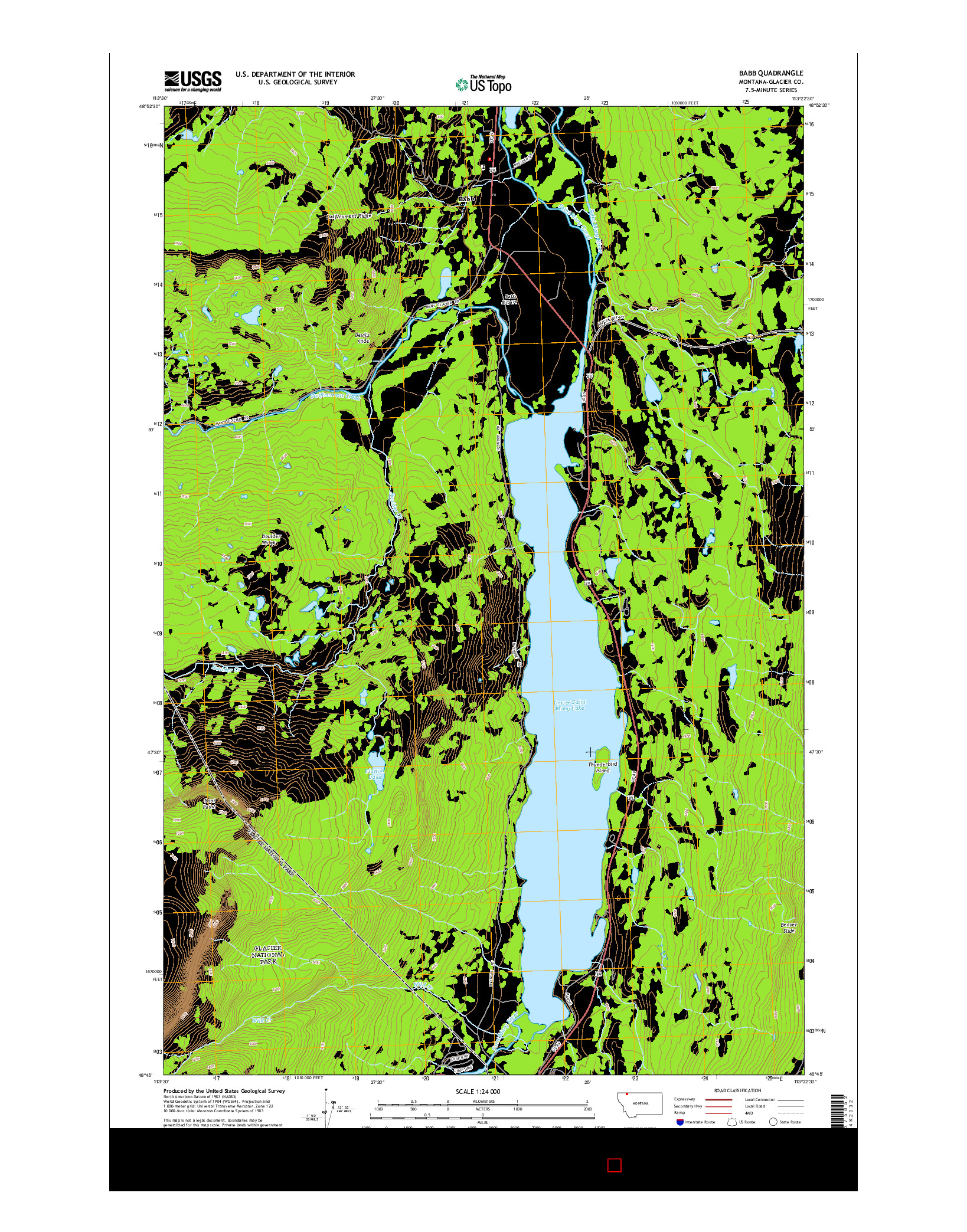 USGS US TOPO 7.5-MINUTE MAP FOR BABB, MT 2014