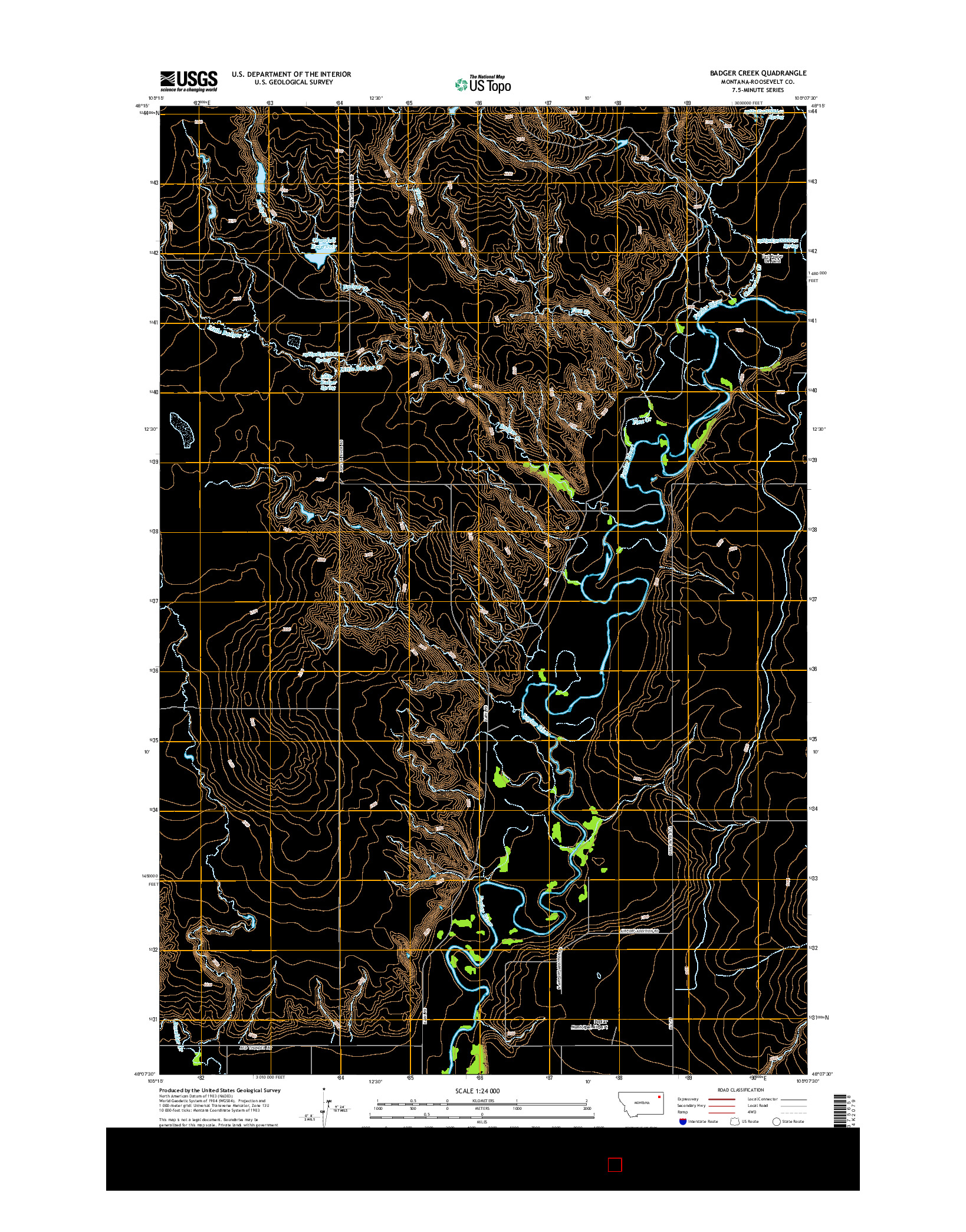 USGS US TOPO 7.5-MINUTE MAP FOR BADGER CREEK, MT 2014