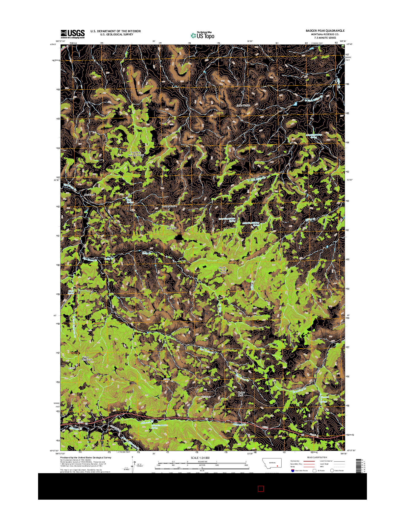 USGS US TOPO 7.5-MINUTE MAP FOR BADGER PEAK, MT 2014