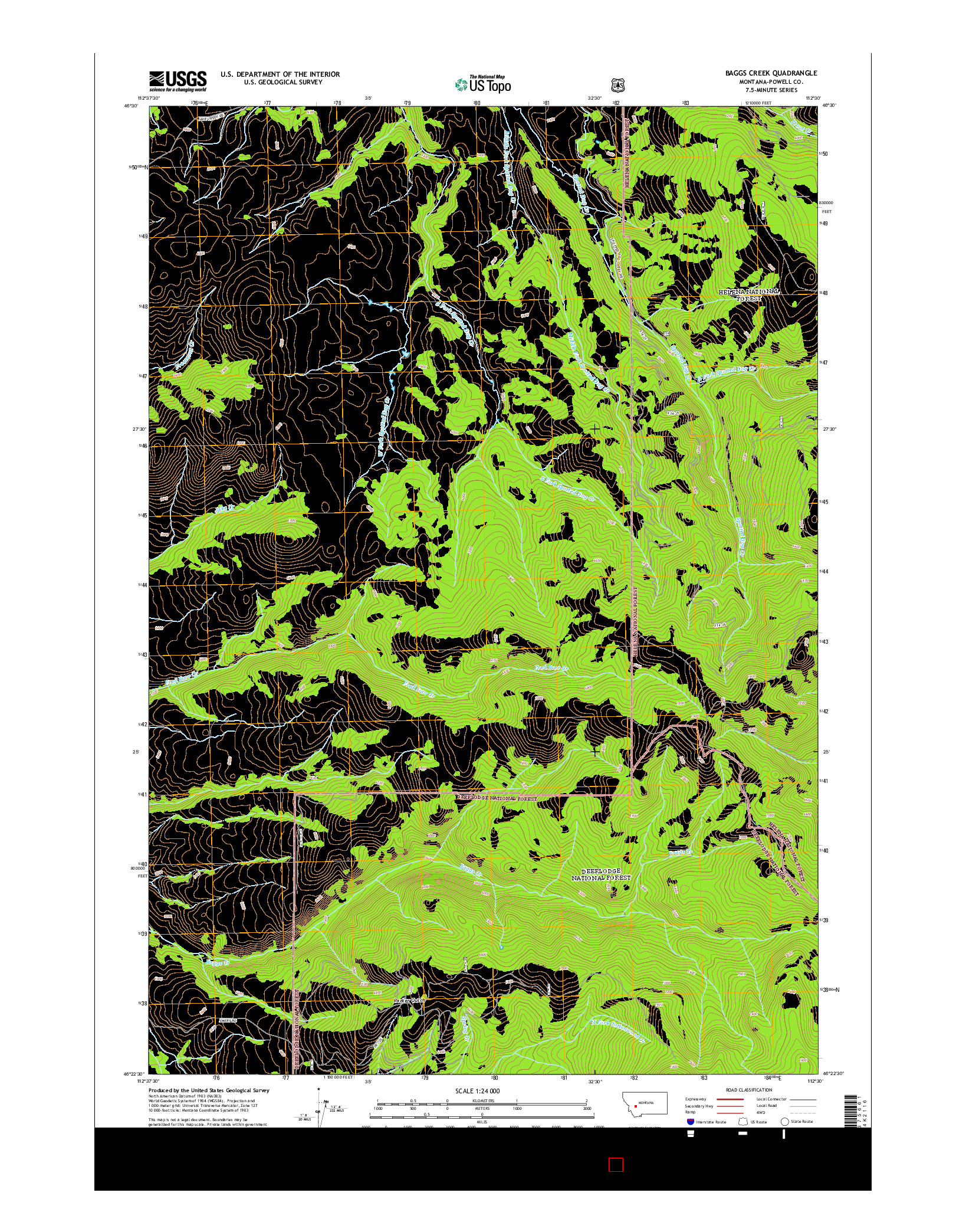 USGS US TOPO 7.5-MINUTE MAP FOR BAGGS CREEK, MT 2014