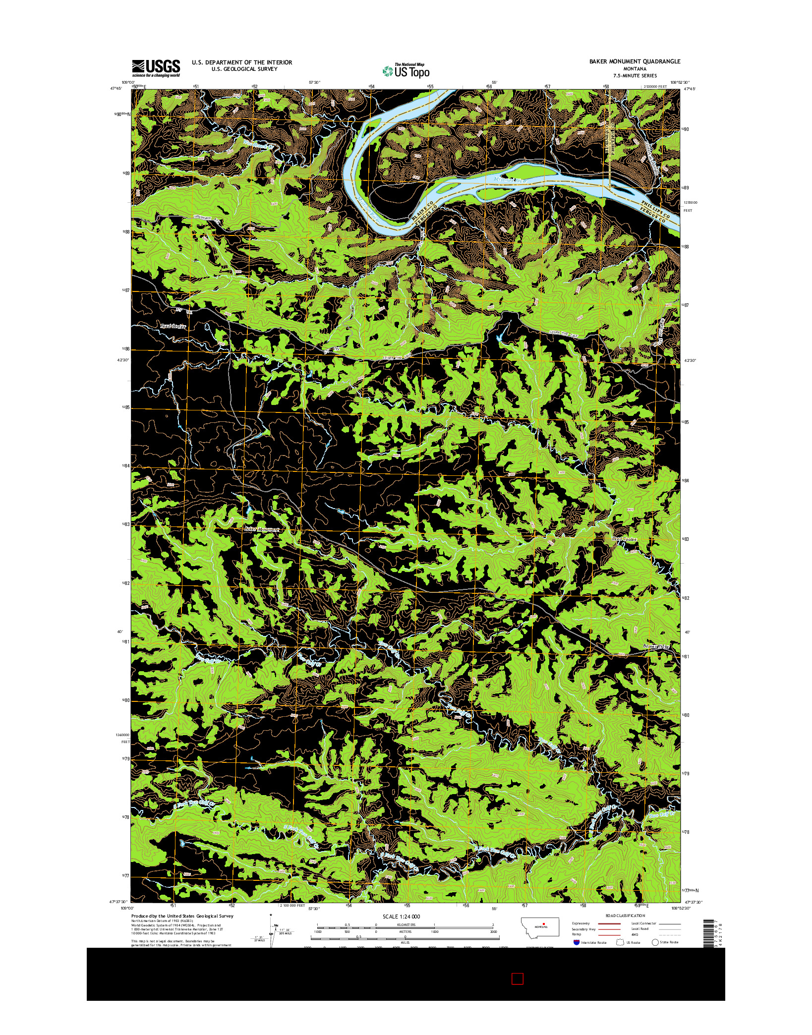 USGS US TOPO 7.5-MINUTE MAP FOR BAKER MONUMENT, MT 2014