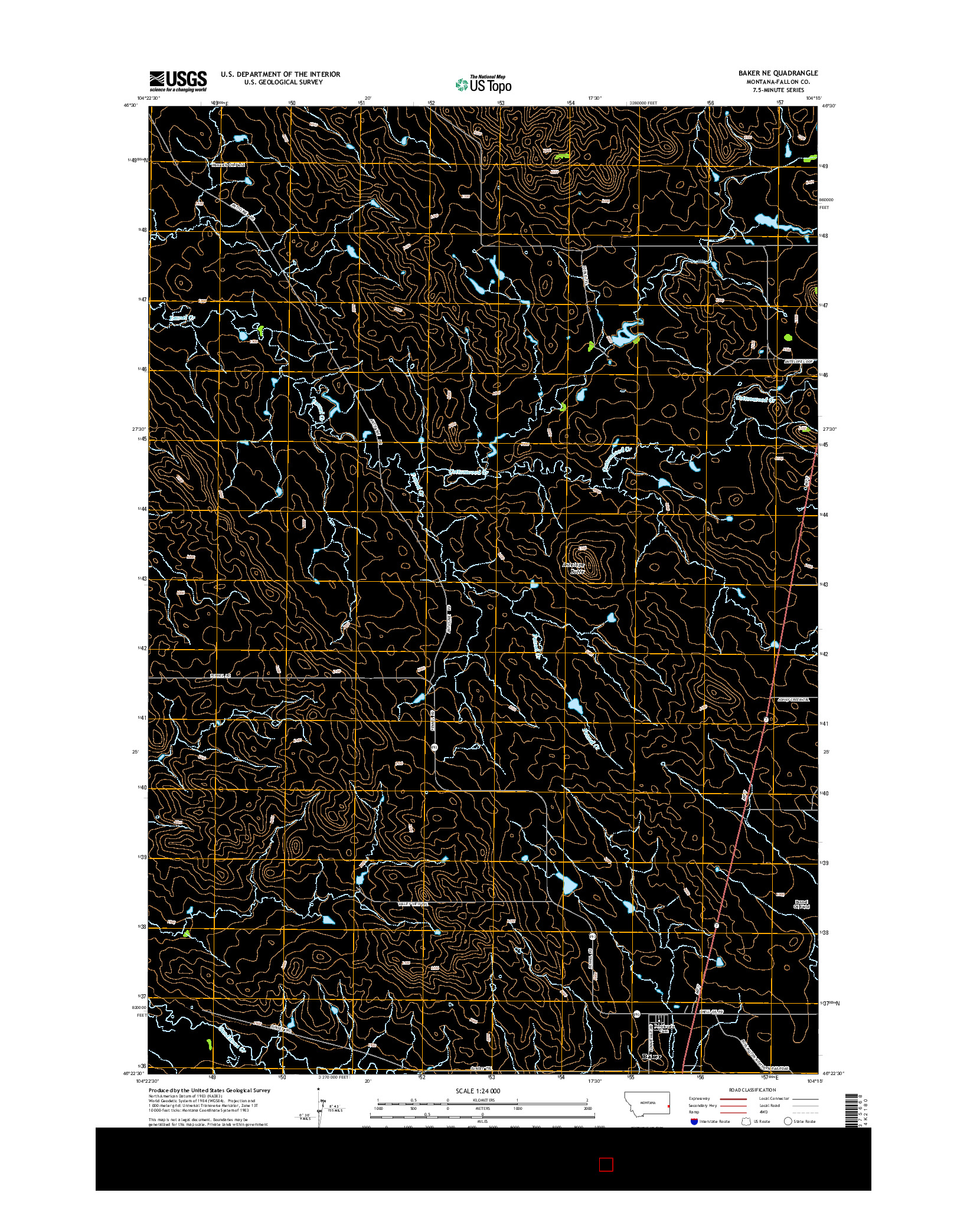 USGS US TOPO 7.5-MINUTE MAP FOR BAKER NE, MT 2014