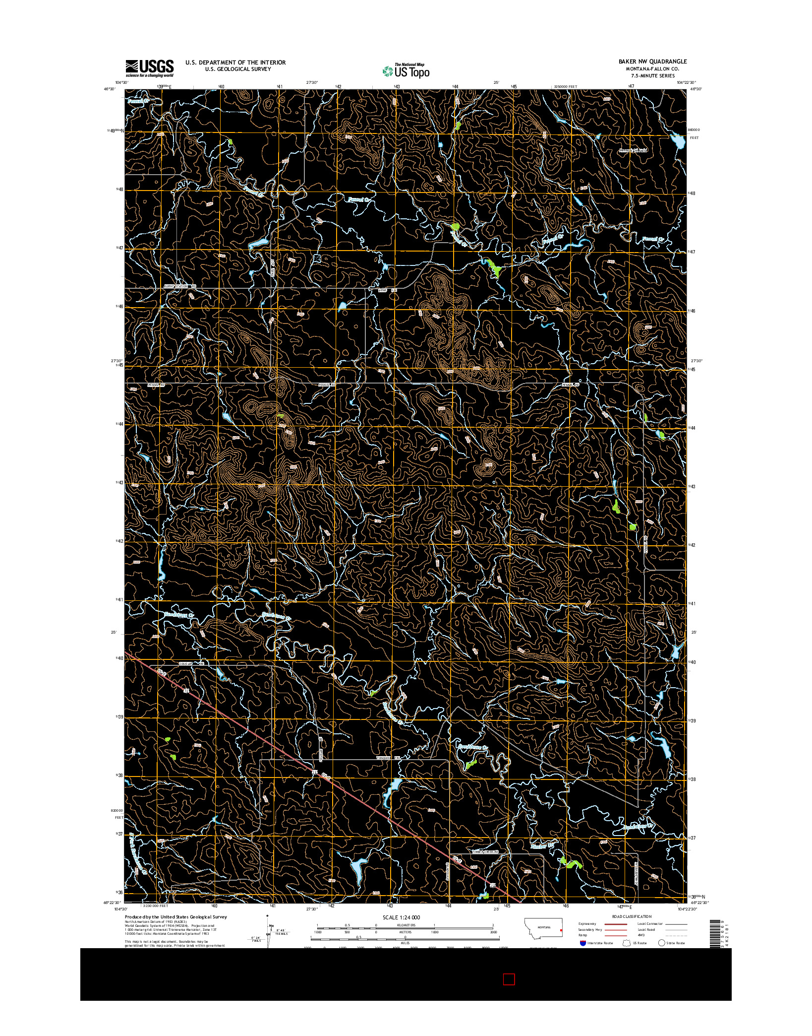 USGS US TOPO 7.5-MINUTE MAP FOR BAKER NW, MT 2014