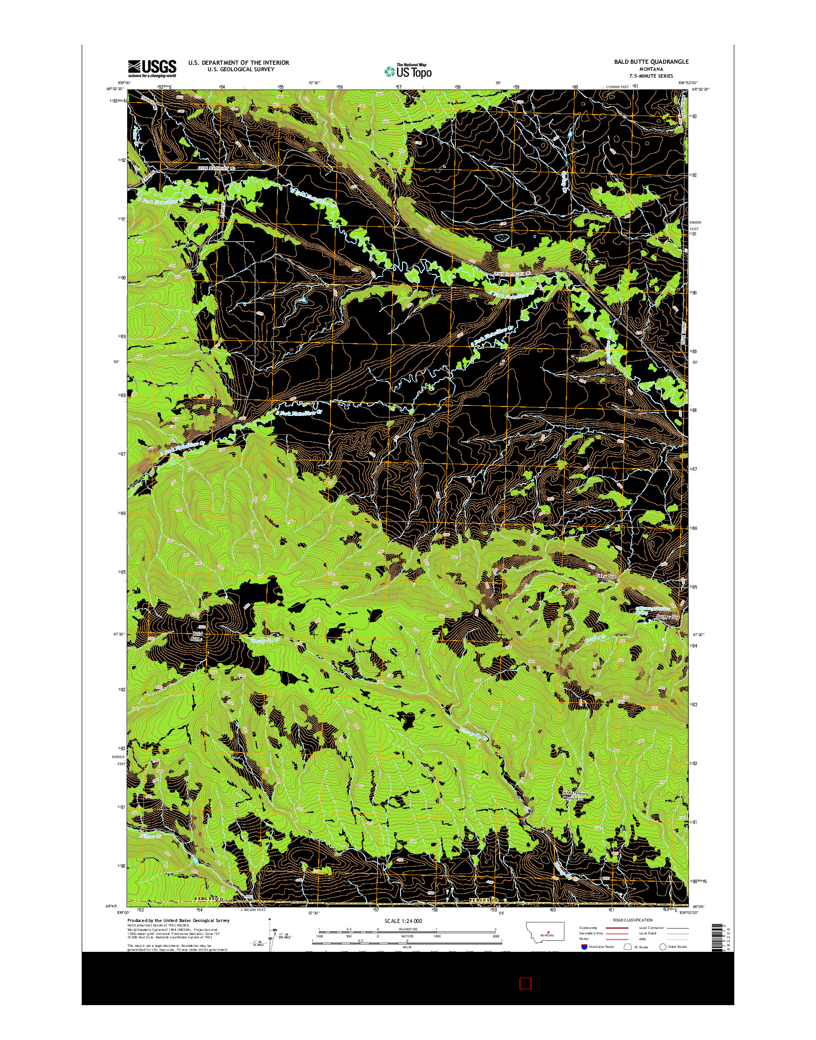 USGS US TOPO 7.5-MINUTE MAP FOR BALD BUTTE, MT 2014